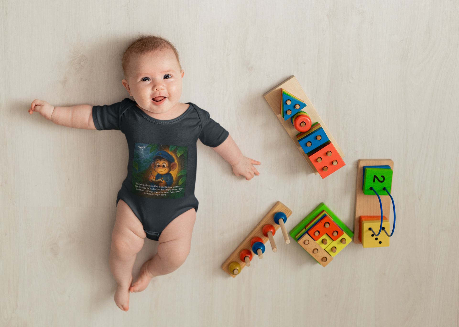 Adorable Infant Long Sleeve Bodysuit with Cute Cartoon Design, Baby Shower Gift, Toddler Apparel, Newborn Outfit, Playful Baby Clothing product thumbnail image