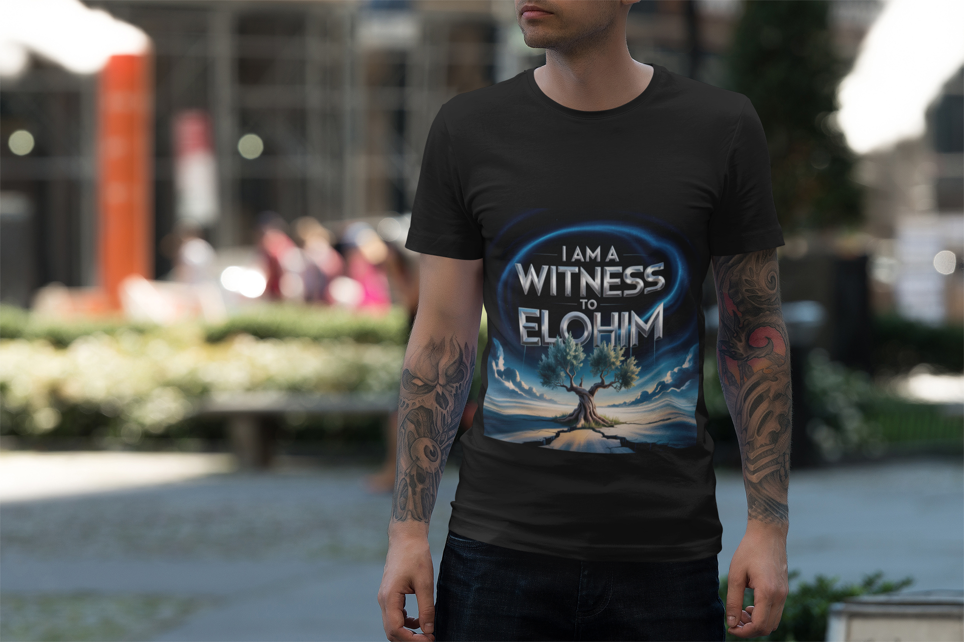 Witness to Elohim Graphic Tee, Unisex Inspirational T-shirt, Spiritual Apparel, Faith-Based Gift, Perfect for Church or Gatherings product thumbnail image Witness to Elohim Graphic Tee, Unisex Inspirational T-shirt, Spiritual Apparel, Faith-Based Gift, Perfect for Church or Gatherings product thumbnail image