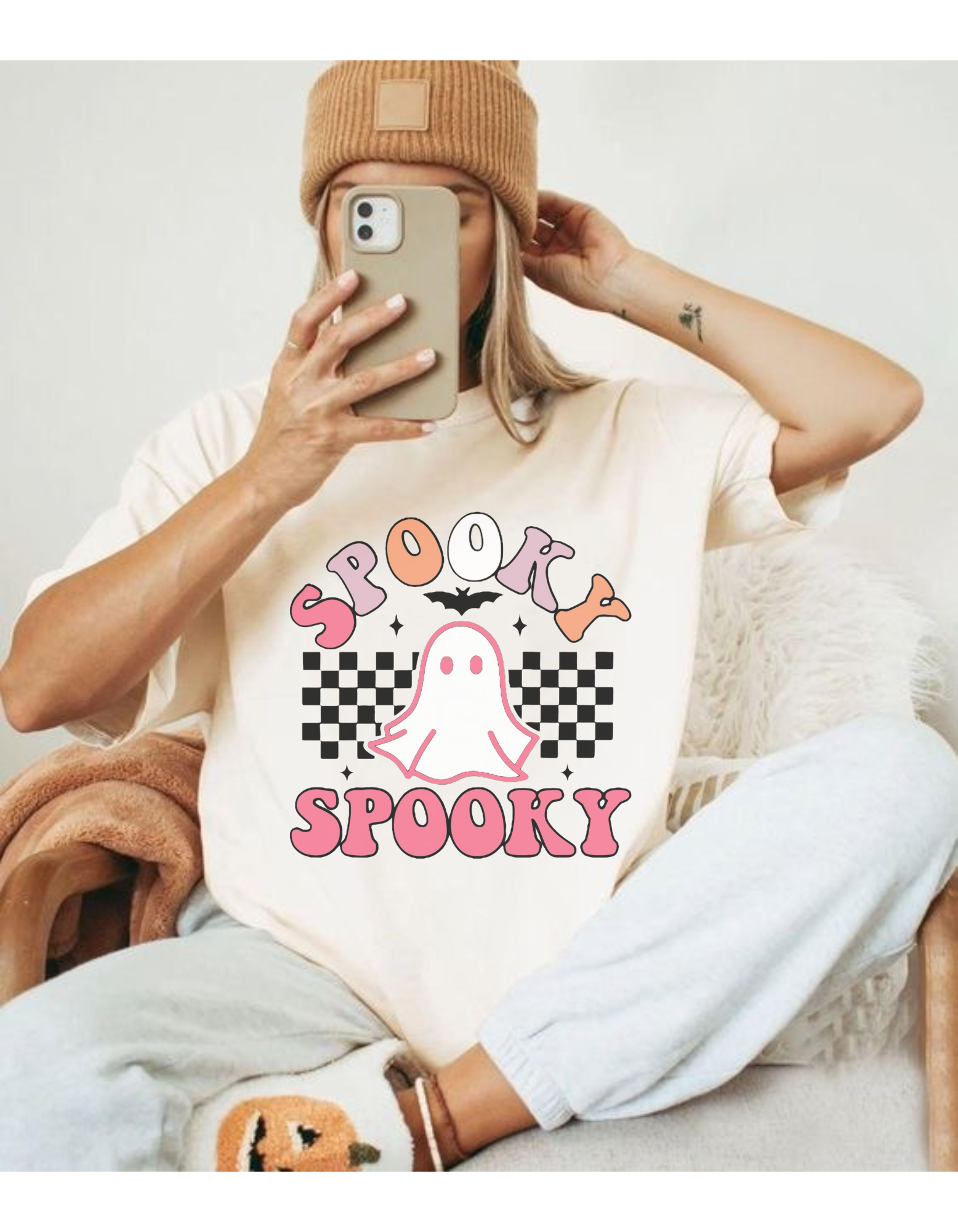 Spooky Ghost Unisex Softstyle T-Shirt | Halloween Tee, Casual Wear, Fun Gift, Halloween Party Outfit, Graphic Tee product thumbnail image