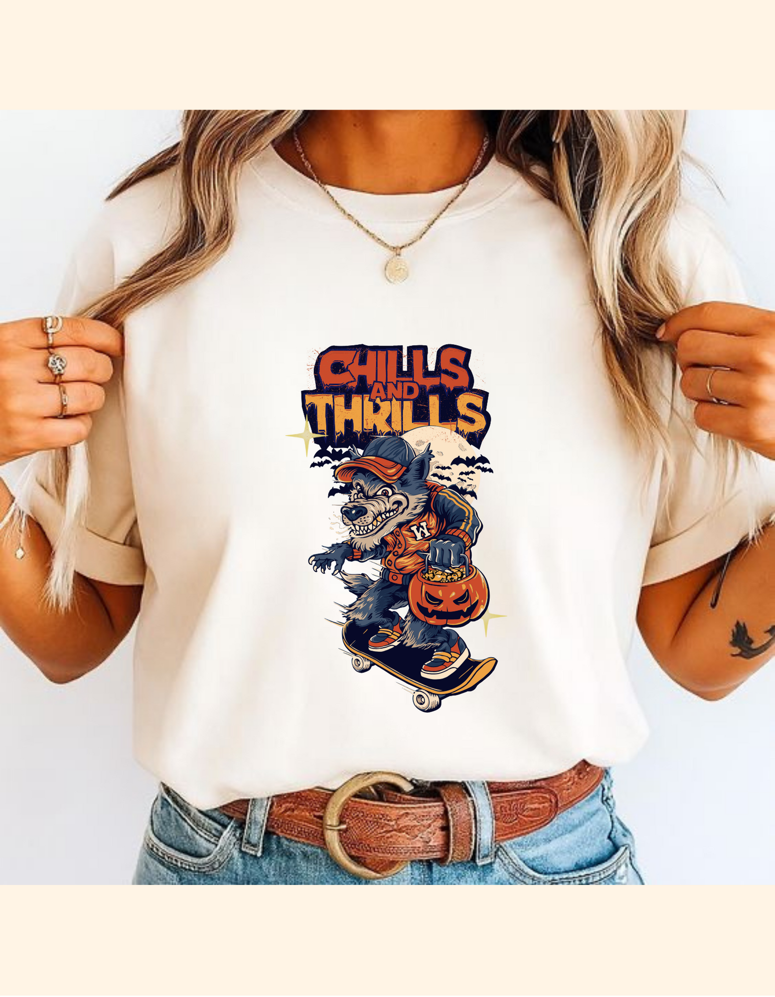 Halloween Graphic Tee, Casual Unisex T-Shirt for Fall Celebrations, Perfect for Costume Parties, Chills and Thrills Shirt, Halloween Gift