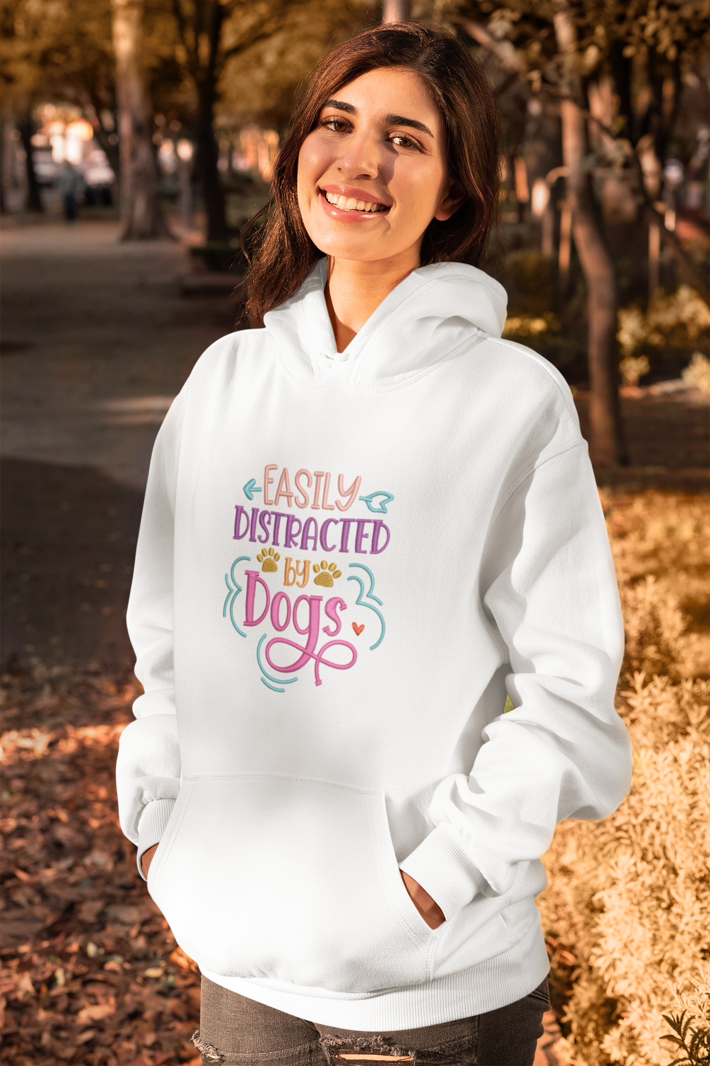 Dog Lover Hoodie - Easily Distracted by Dogs Unisex Heavy Blend™ Hooded Sweatshirt