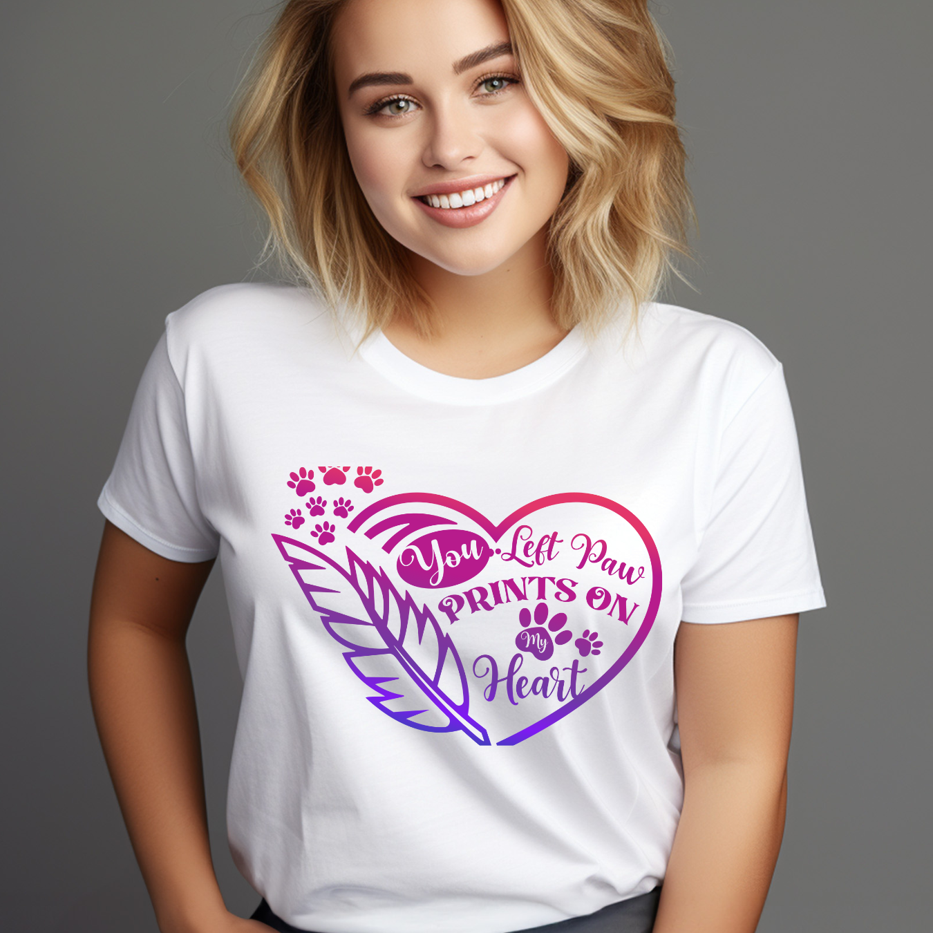 Dog Memorial Shirt – “You Left Paw Prints On My Heart” Tee for Pet Loss &amp; Tribute