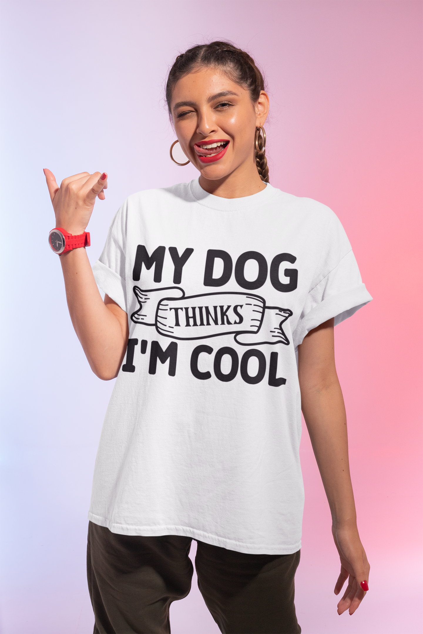 Funny Dog Lover T-Shirt – My Dog Thinks I’m Cool | Pet Parent Tee product thumbnail image