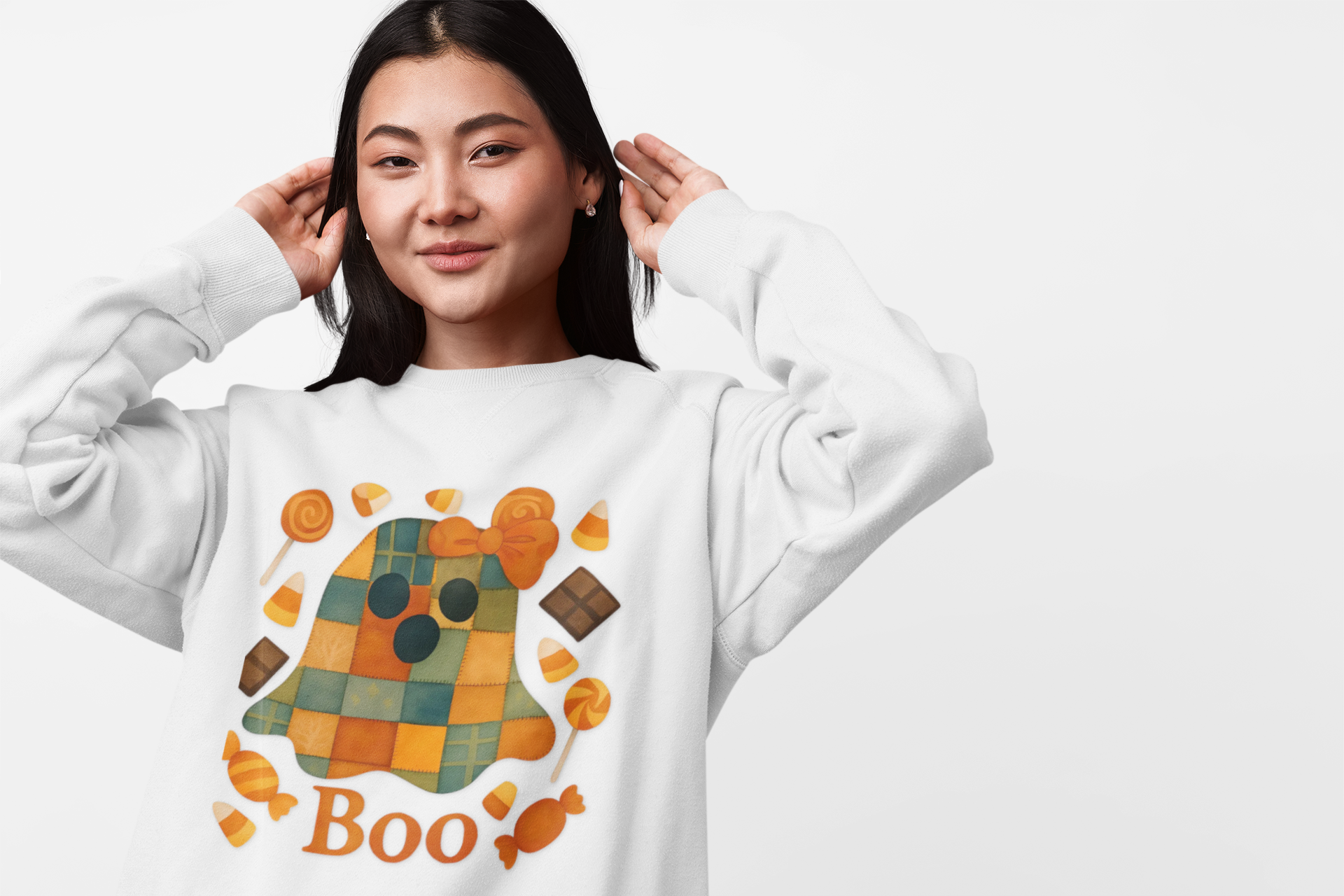 👻 BOO! Ghost Halloween Sweatshirt 🎃 | Unisex Cozy Fall Sweater 🍂 | Spooky Season Treat or Trick Outfit 🕸️ | Cute &amp; Comfy Halloween Apparel 🧡