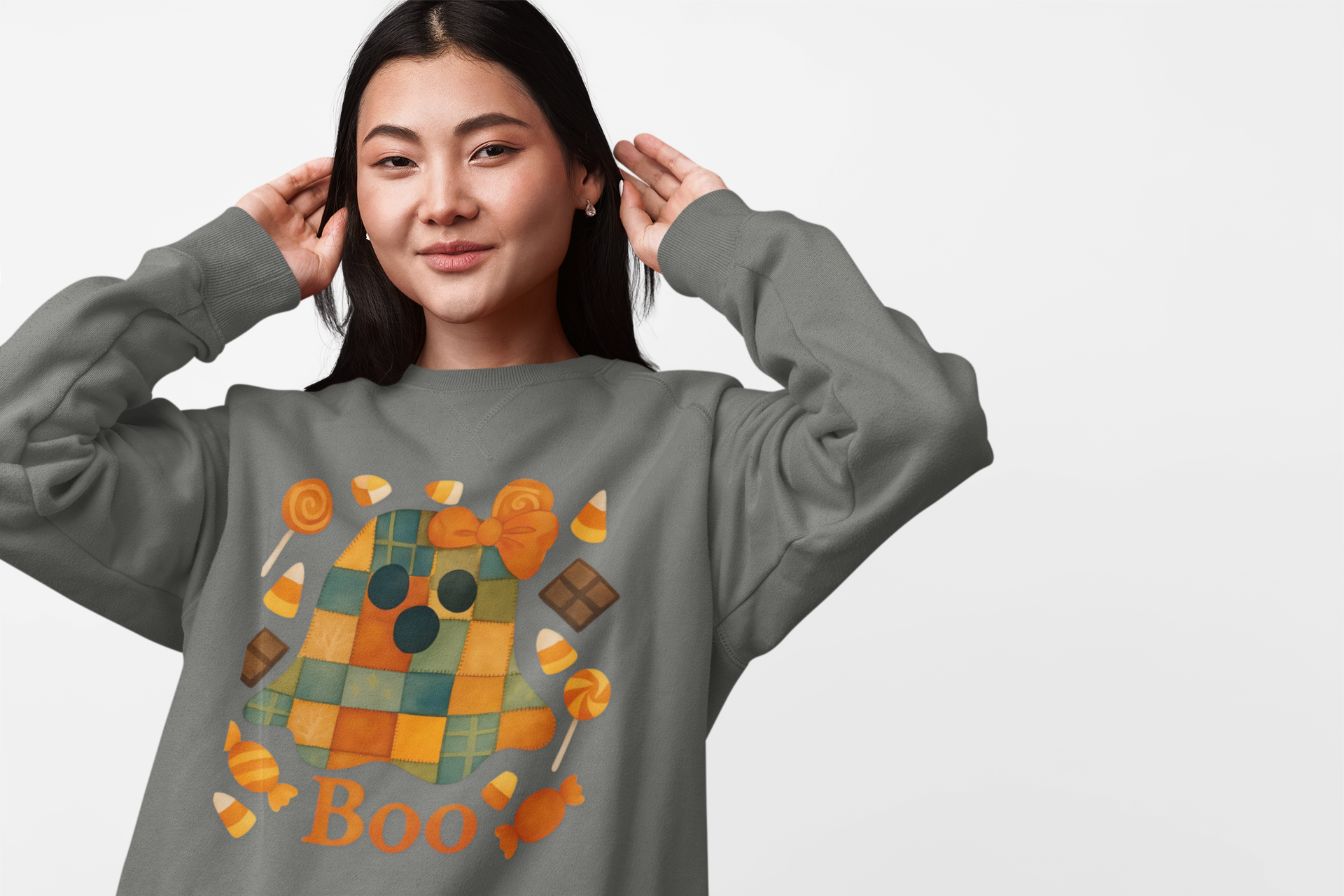 👻 BOO! Ghost Halloween Sweatshirt 🎃 | Unisex Cozy Fall Sweater 🍂 | Spooky Season Treat or Trick Outfit 🕸️ | Cute &amp; Comfy Halloween Apparel 🧡 product thumbnail image
