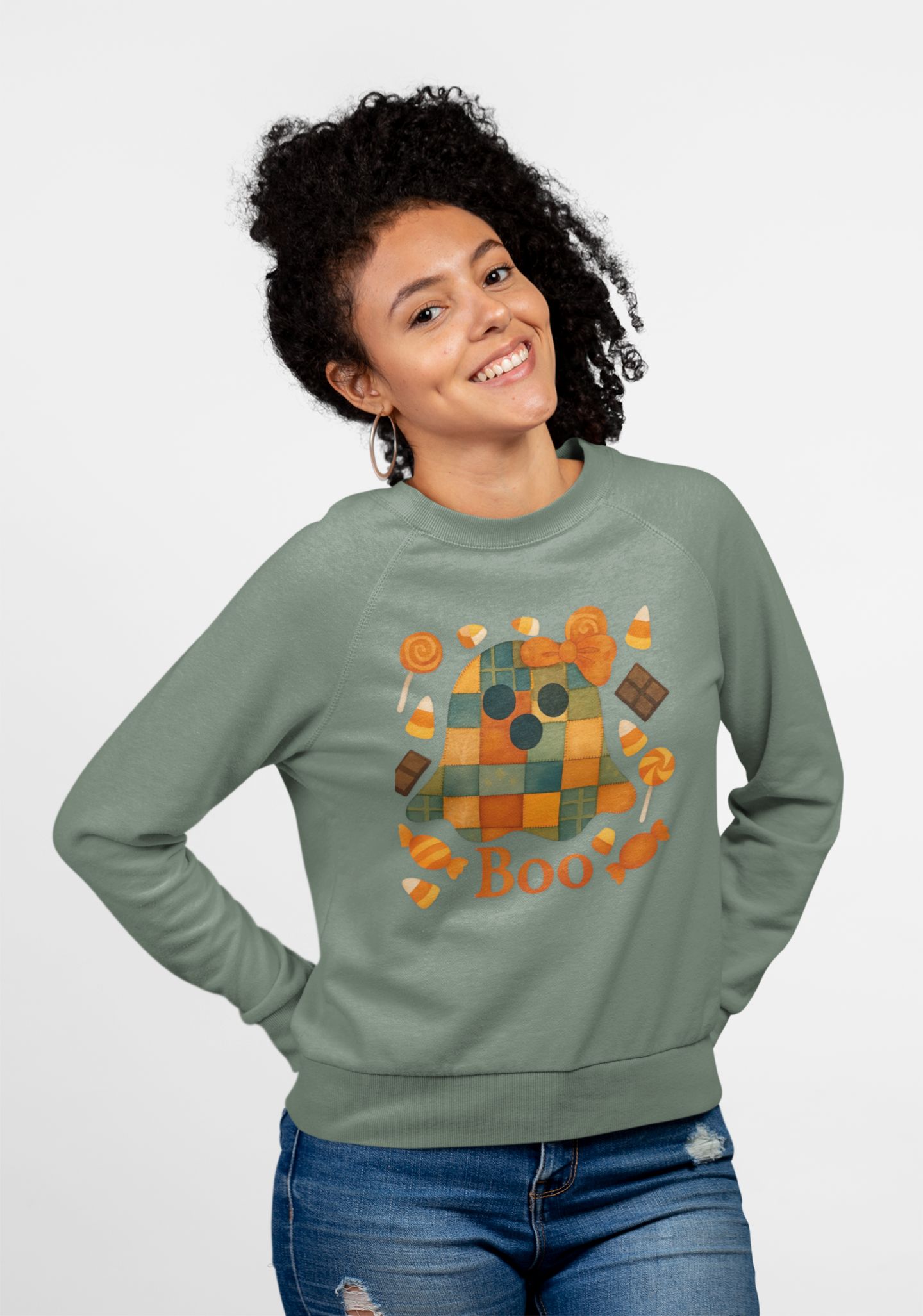 👻 BOO! Ghost Halloween Sweatshirt 🎃 | Unisex Cozy Fall Sweater 🍂 | Spooky Season Treat or Trick Outfit 🕸️ | Cute &amp; Comfy Halloween Apparel 🧡 product thumbnail image