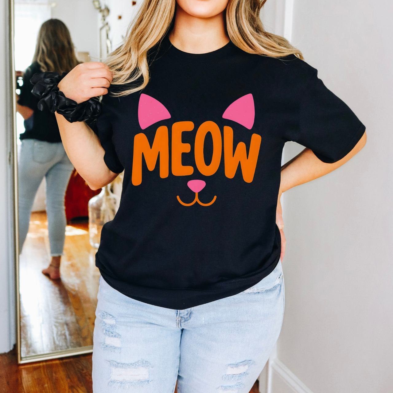 Cute Cat Meow Unisex T-shirt, Fun Graphic Tee for Cat Lovers, Gift for Pet Owners, Casual Wear, Everyday Comfort product thumbnail image