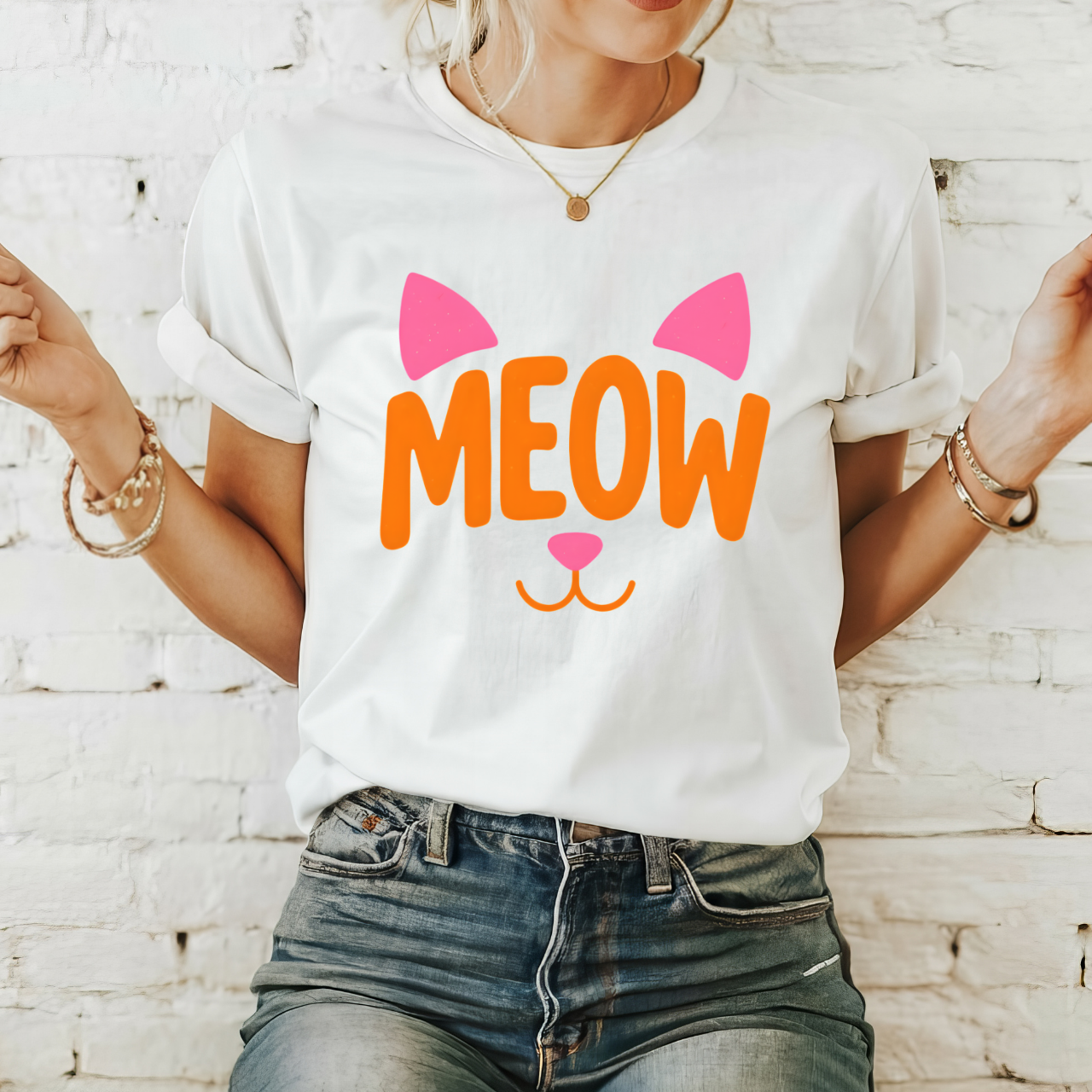 Cute Cat Meow Unisex T-shirt, Fun Graphic Tee for Cat Lovers, Gift for Pet Owners, Casual Wear, Everyday Comfort product thumbnail image