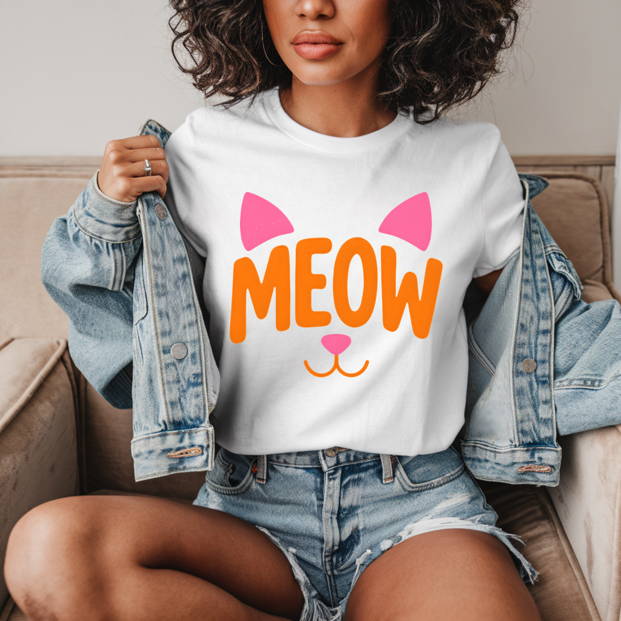 Cute Cat Meow Unisex T-shirt, Fun Graphic Tee for Cat Lovers, Gift for Pet Owners, Casual Wear, Everyday Comfort