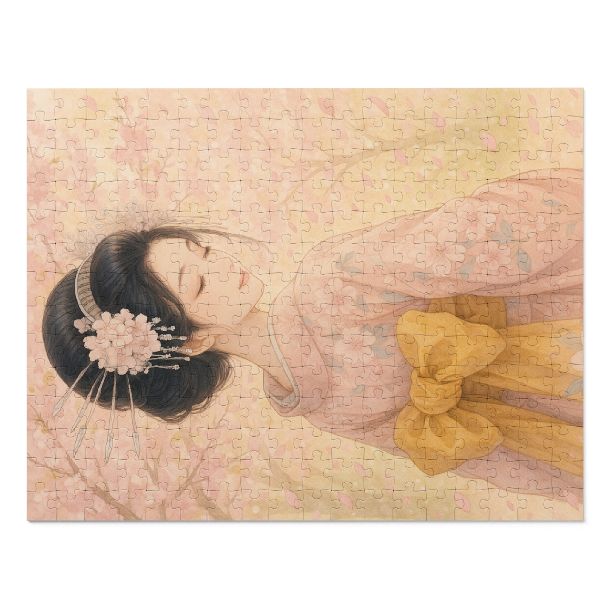 Kimono Beauty Puzzle – Cherry Petals and Gentle Dreams (252 / 500 / 1000 Pieces)