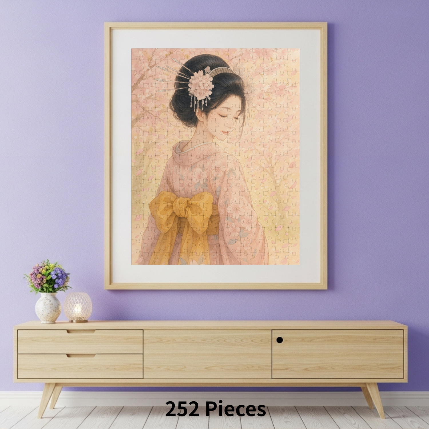Kimono Beauty Puzzle – Cherry Petals and Gentle Dreams (252 / 500 / 1000 Pieces) product thumbnail image