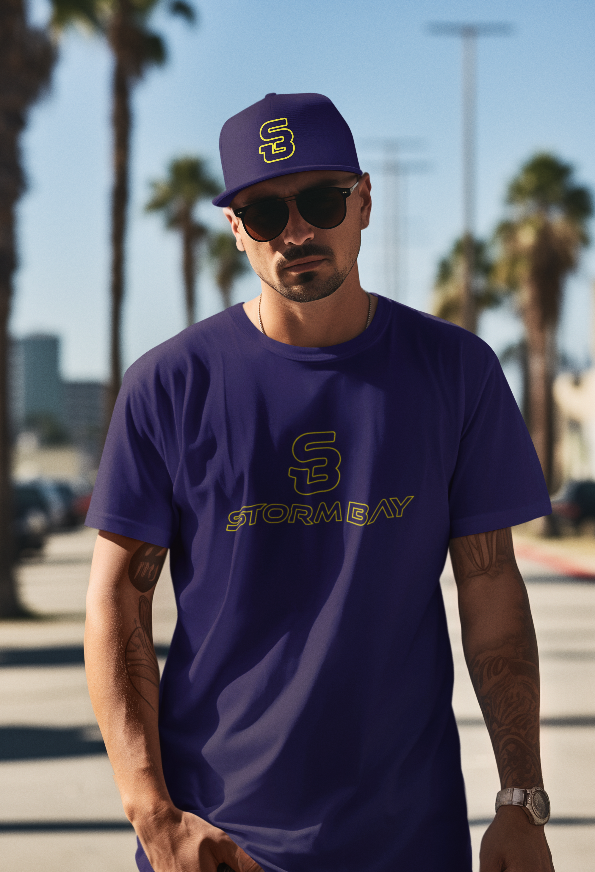 Embroidered Flat Bill Cap SB Logo  Snapback Hat for Outdoor Activities, 