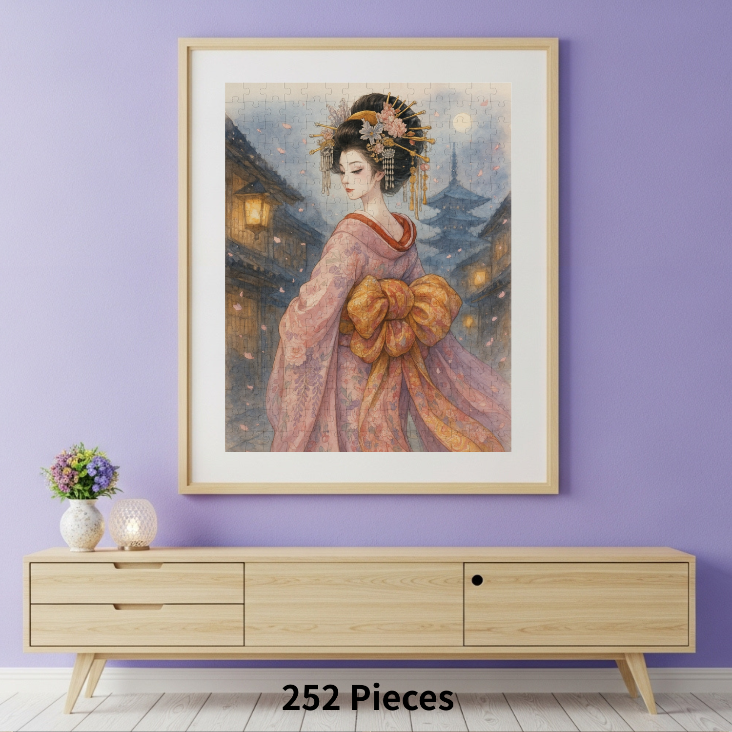 Kimono Beauty Puzzle – Lantern Lights and Golden Hues (252 / 500 / 1000 Pieces) product thumbnail image