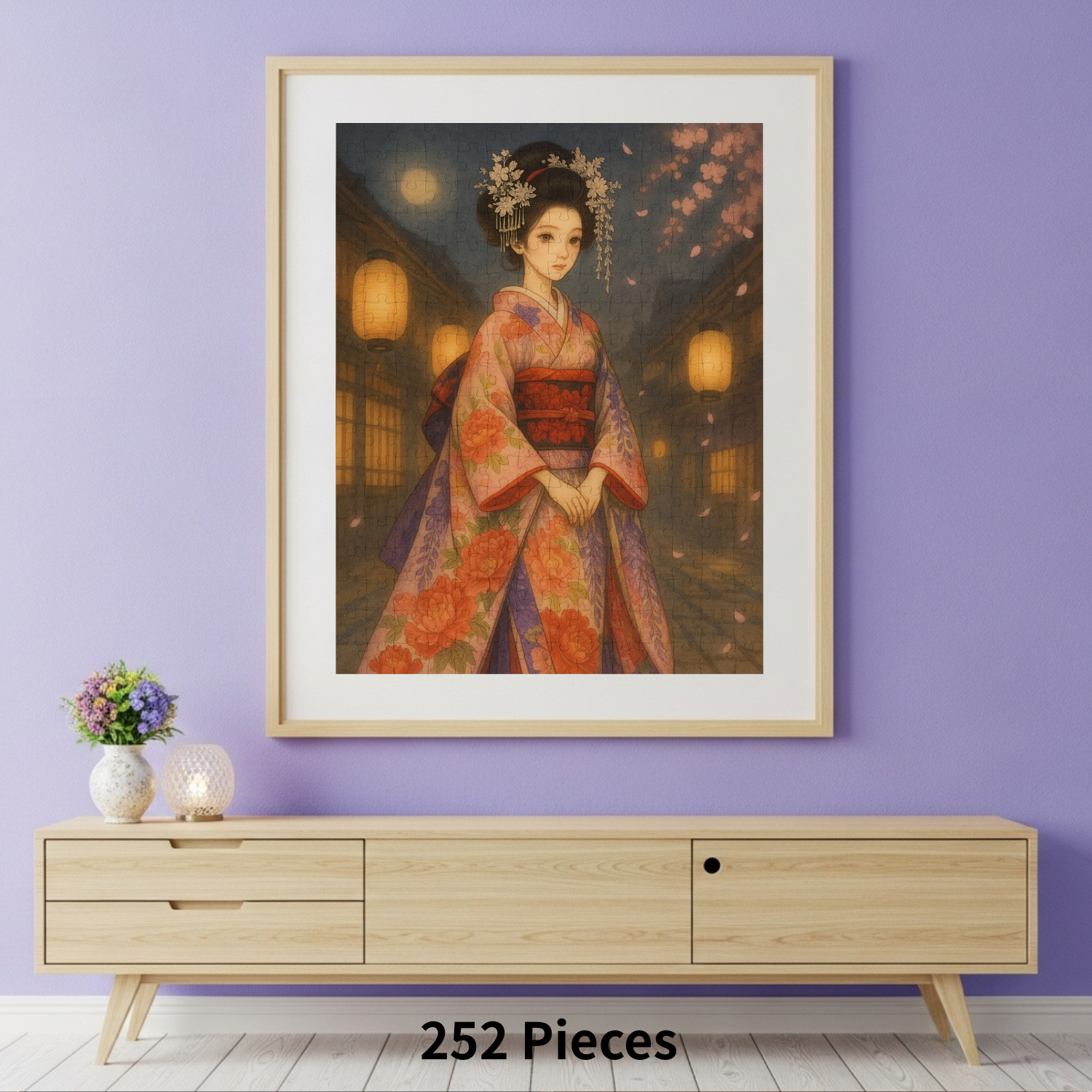 Kimono Beauty Puzzle – Moonlight and Cherry Blossoms (252 / 500 / 1000 Pieces) product thumbnail image