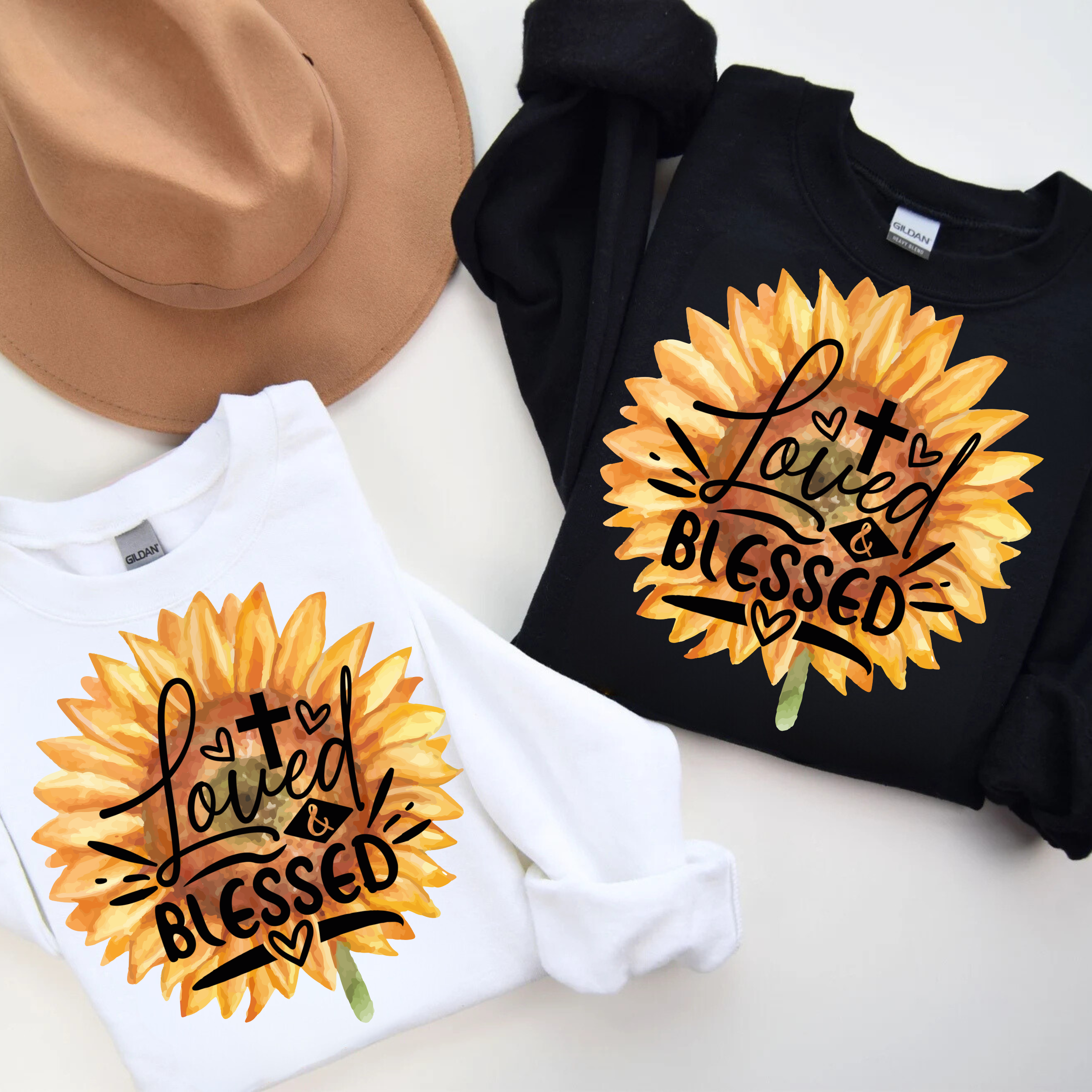 Loved &amp; Blessed Sunflower Tee, Unisex Short Sleeve Shirt product thumbnail image