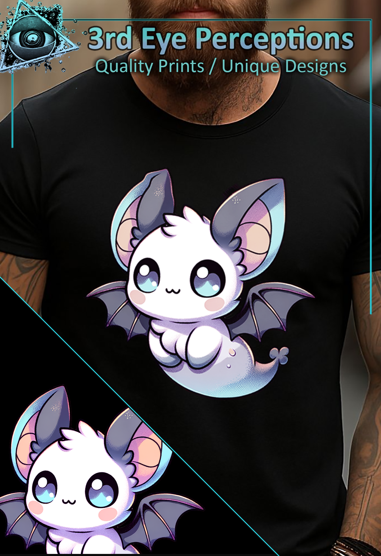 Adorable Kawaii Vintage Ghost Bat Halloween Graphic product thumbnail image