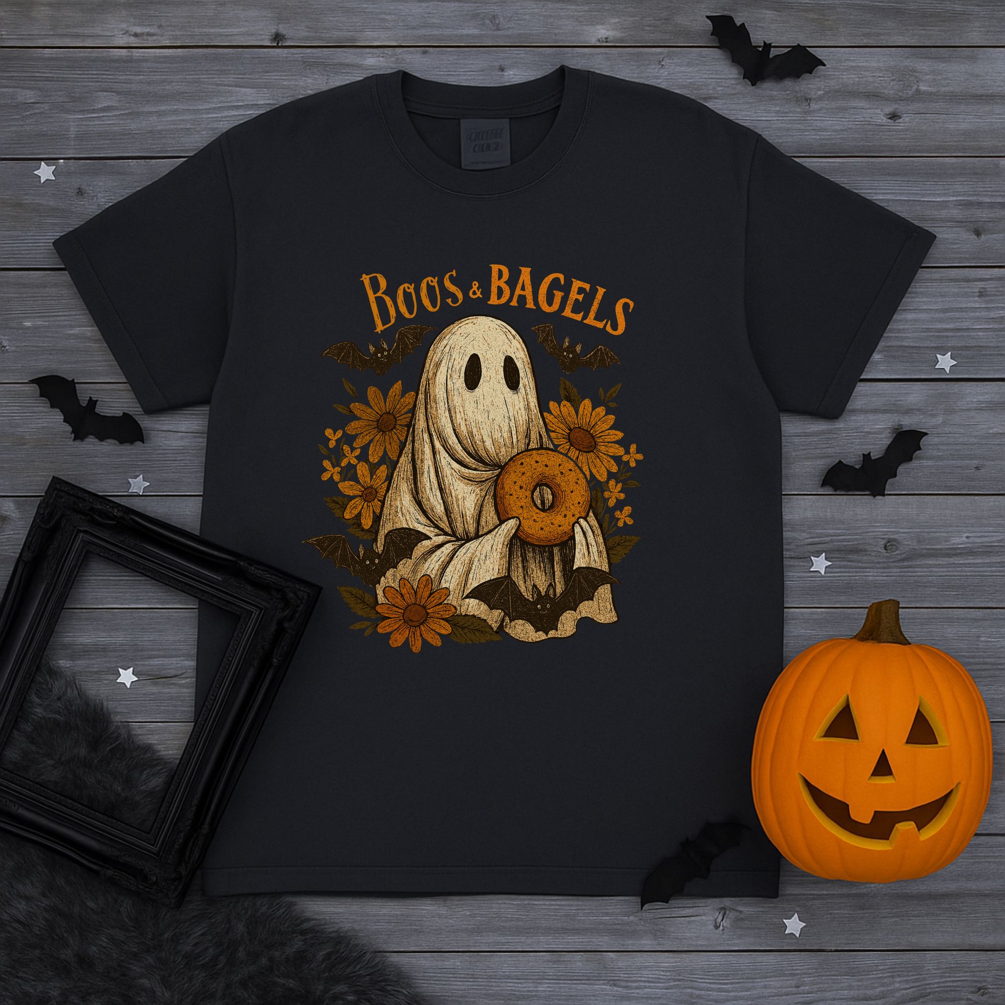 Ghost T-shirt Boos & Bagels Halloween Tee product thumbnail image Ghost T-shirt Boos & Bagels Halloween Tee product thumbnail image