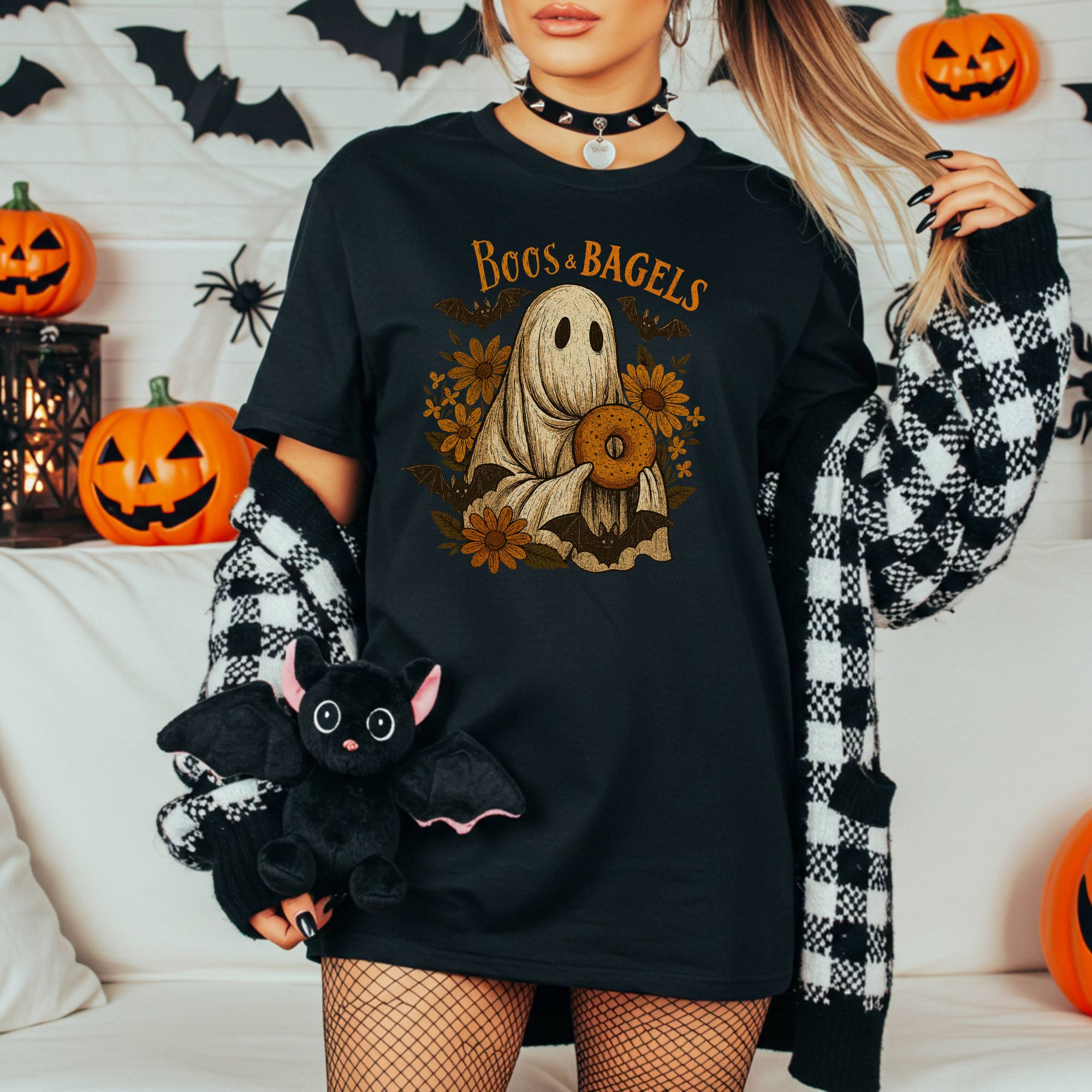 Ghost T-shirt Boos & Bagels Halloween Tee product thumbnail image Ghost T-shirt Boos & Bagels Halloween Tee product thumbnail image