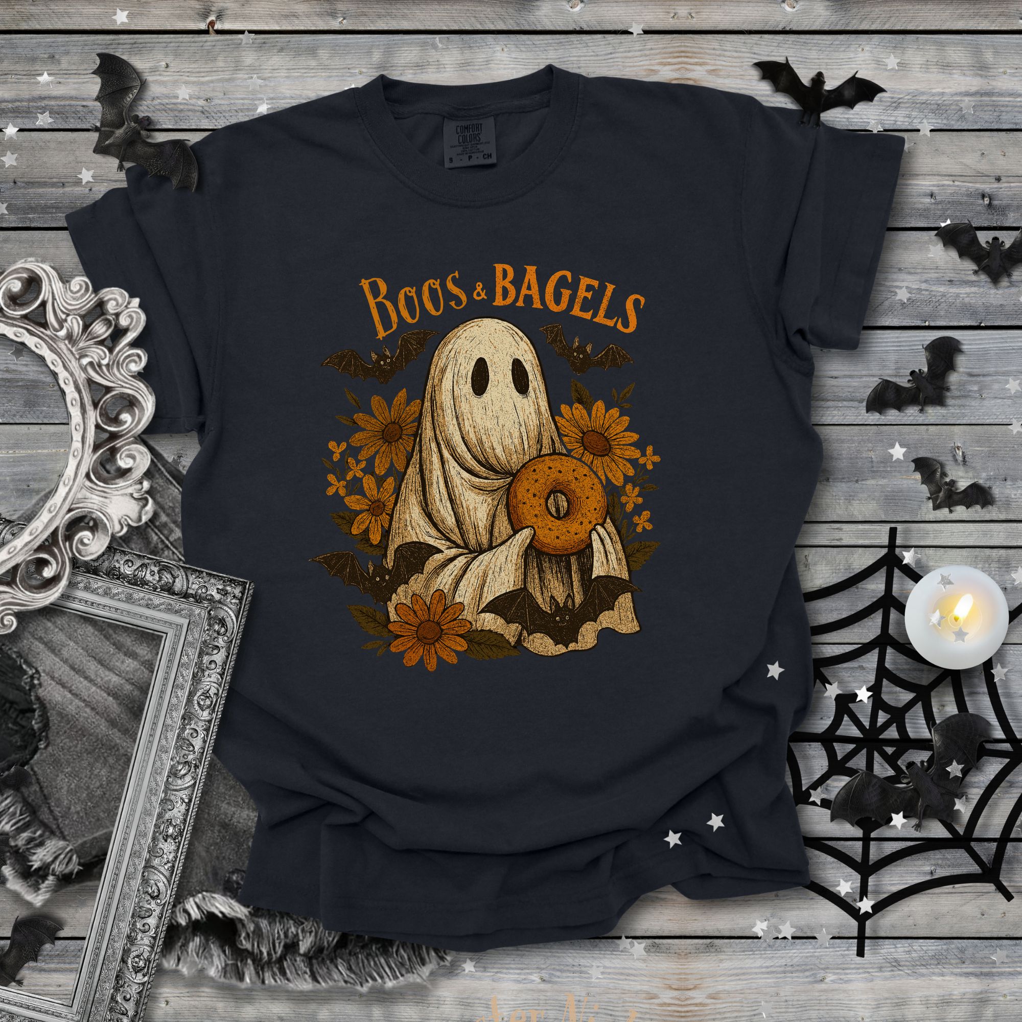 Ghost T-shirt Boos & Bagels Halloween Tee product thumbnail image Ghost T-shirt Boos & Bagels Halloween Tee product thumbnail image