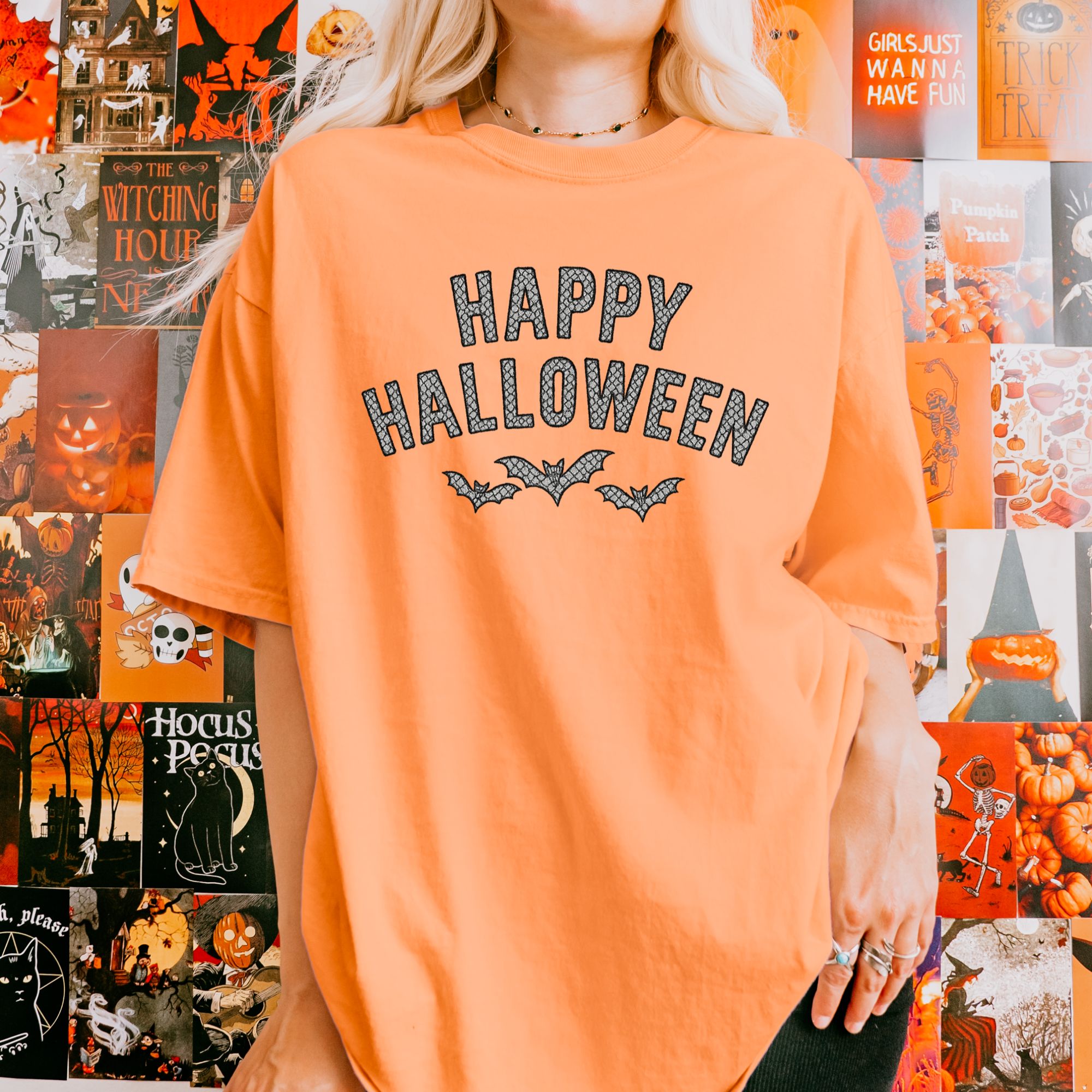 Lace Bat T-Shirt - Happy Halloween Design product thumbnail image Lace Bat T-Shirt - Happy Halloween Design product thumbnail image