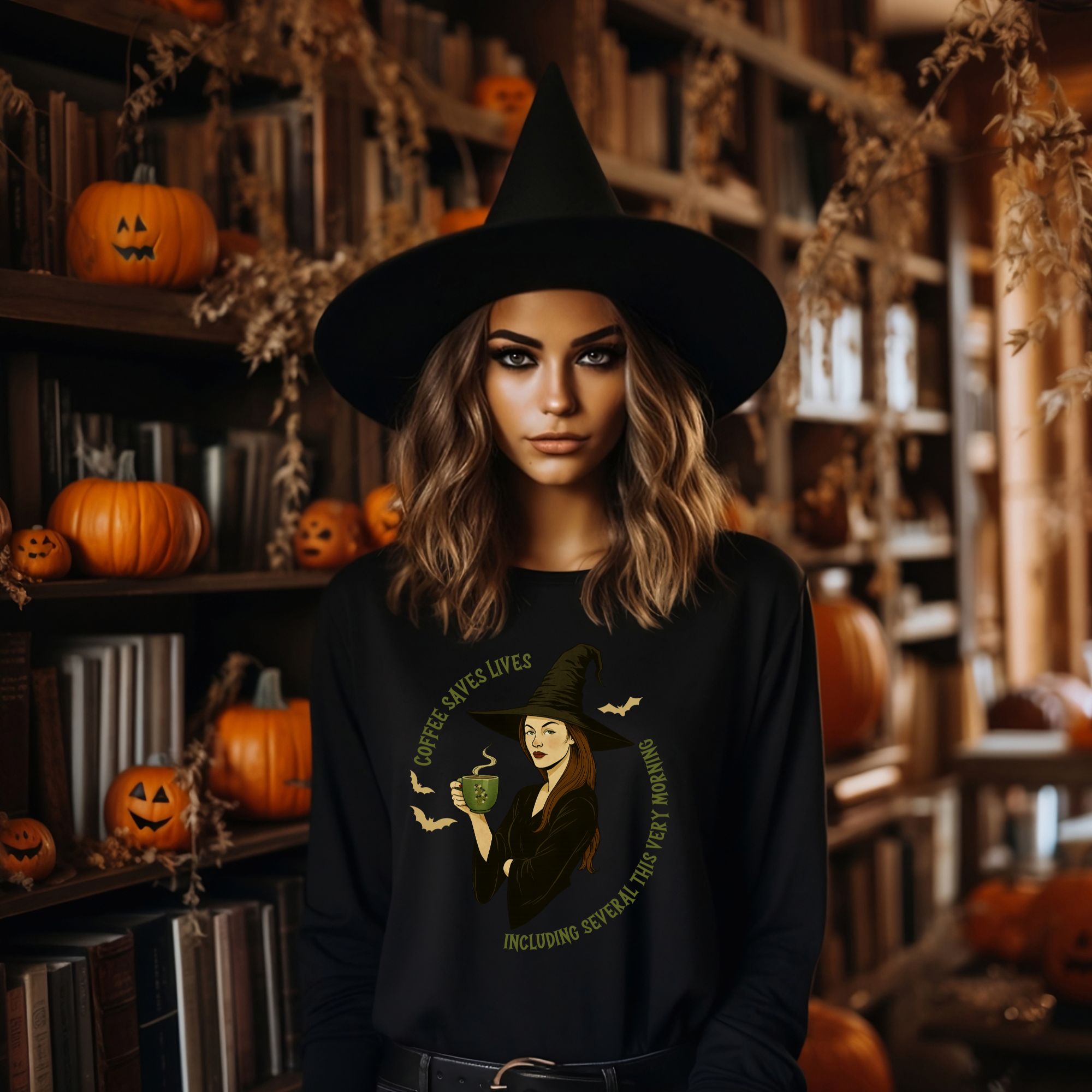 Coffee Saves Lives Witch Sweatshirt product thumbnail image