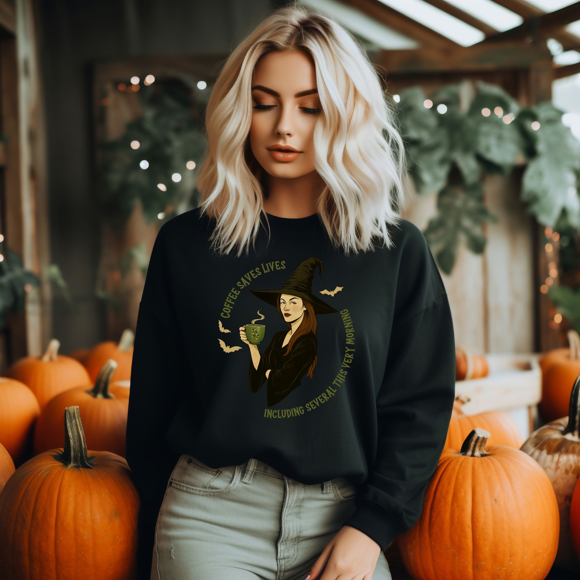 Coffee Saves Lives Witch Sweatshirt product thumbnail image