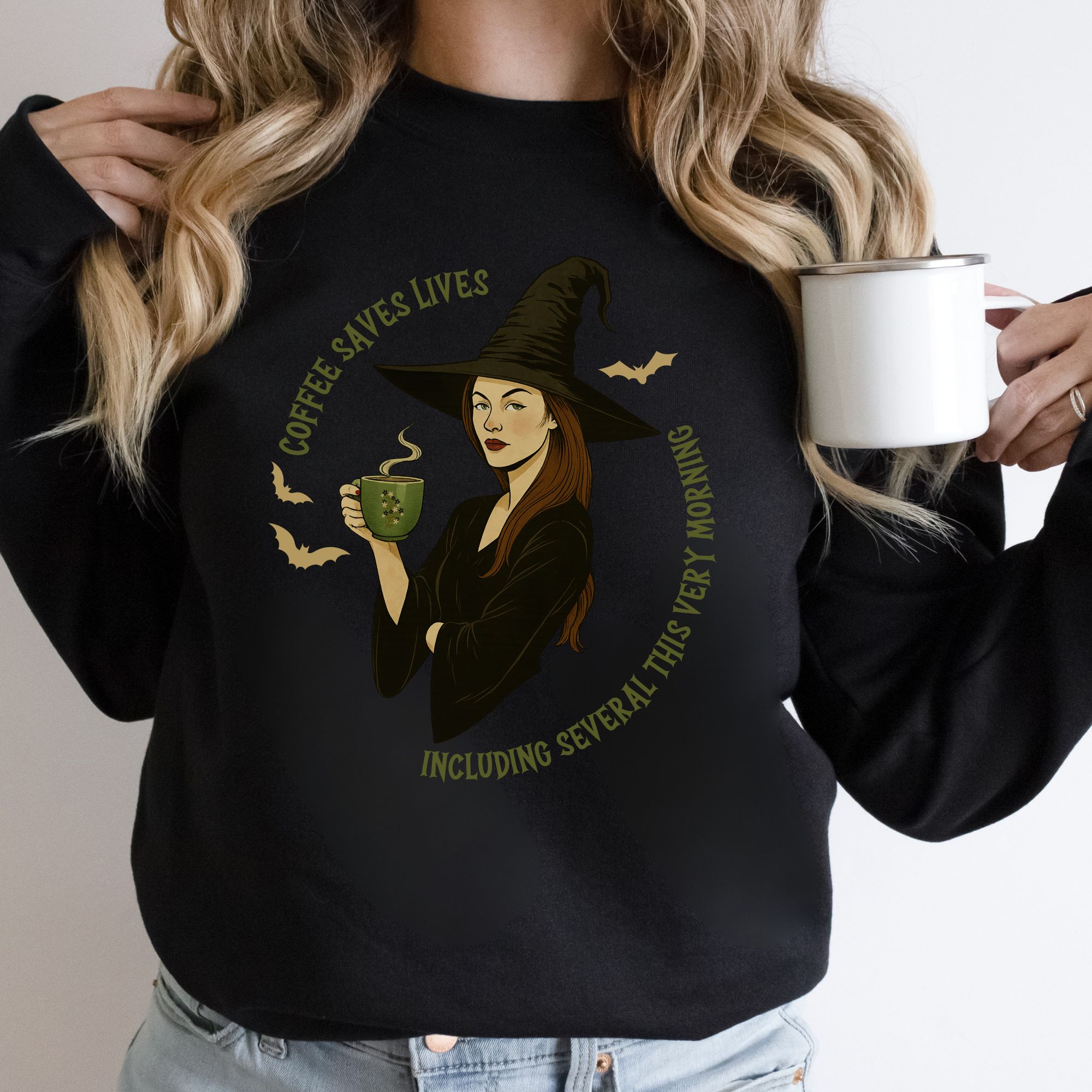 Coffee Saves Lives Witch Sweatshirt product thumbnail image