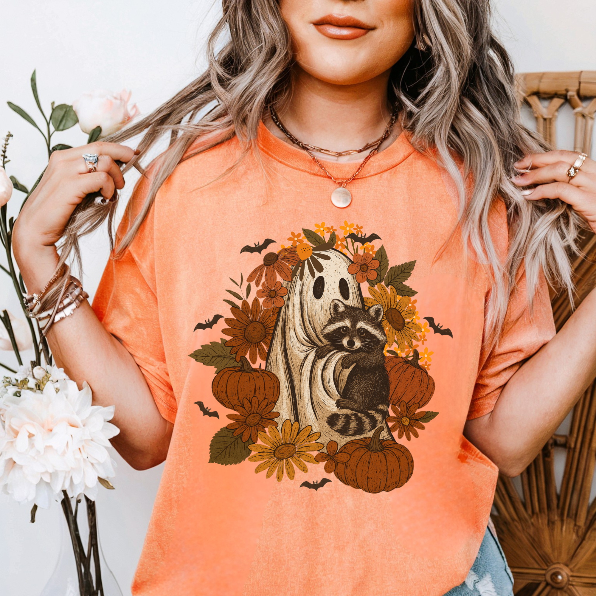 Ghost and Raccoon Halloween Shirt  product thumbnail image