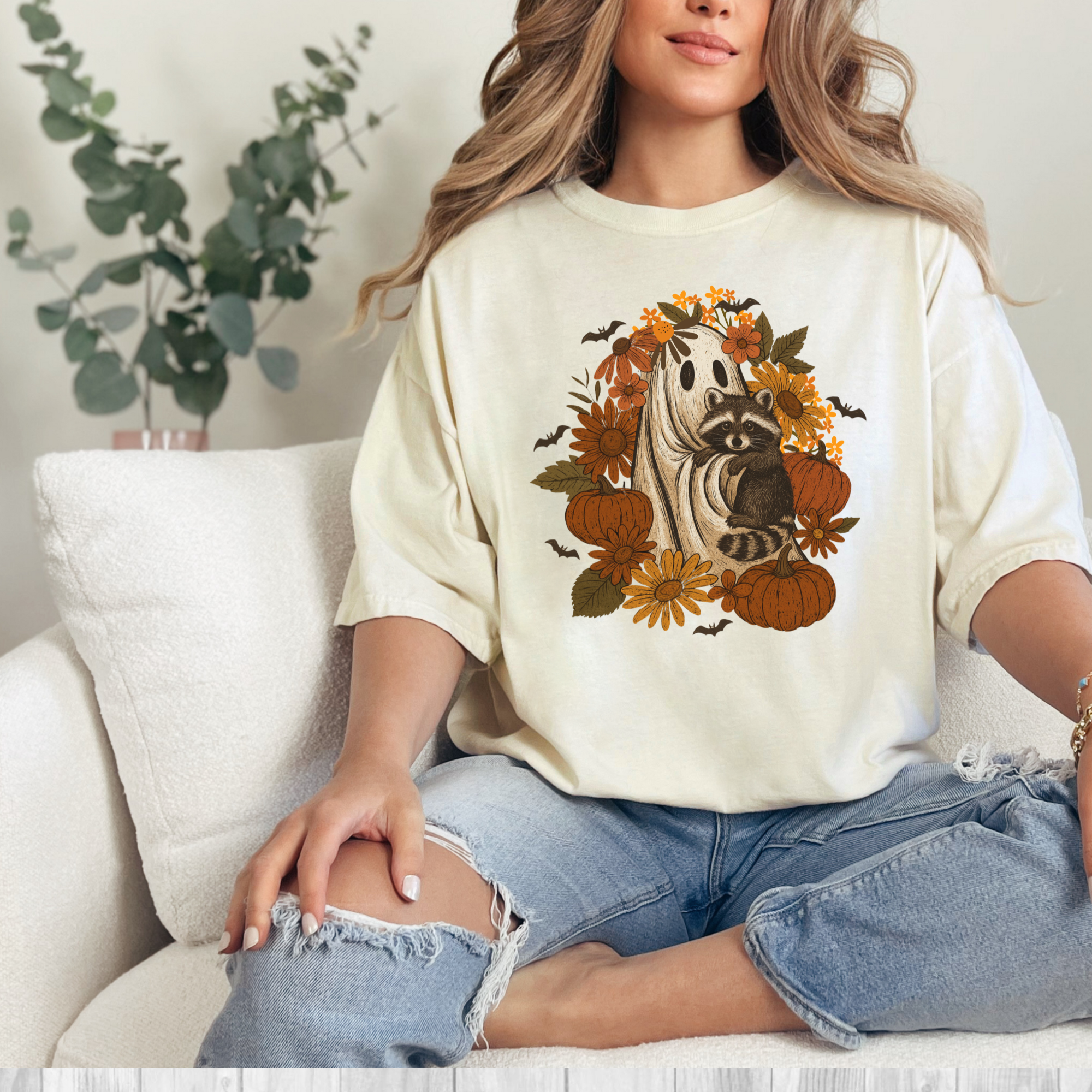 Ghost and Raccoon Halloween Shirt  product thumbnail image