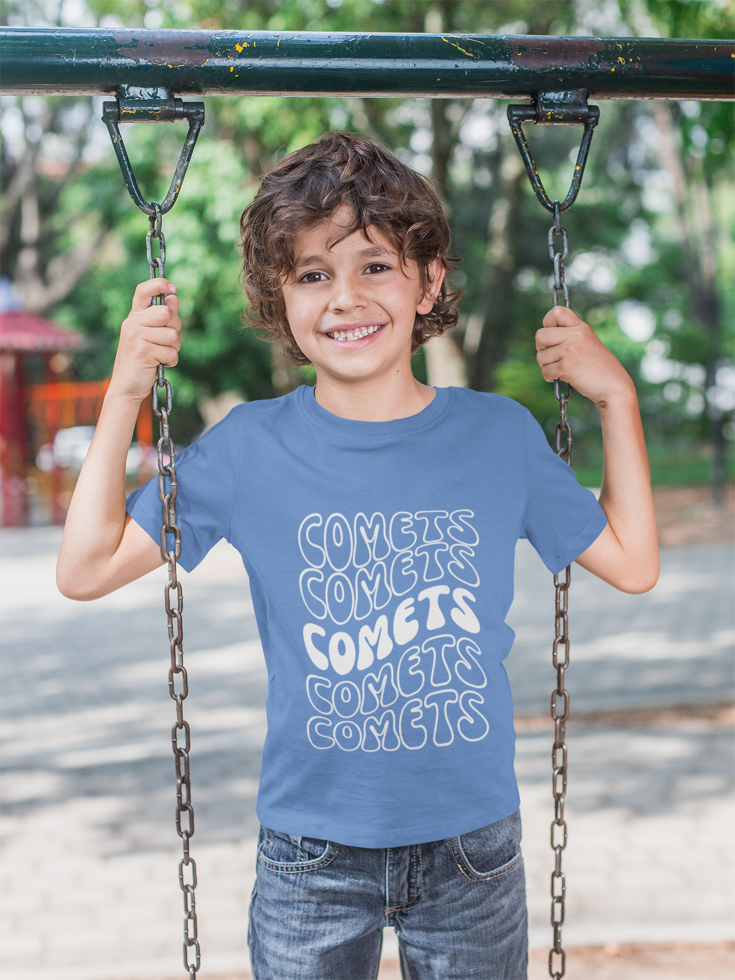 Comets Wavy Print Youth Midweight Tee product thumbnail image Comets Wavy Print Youth Midweight Tee product thumbnail image