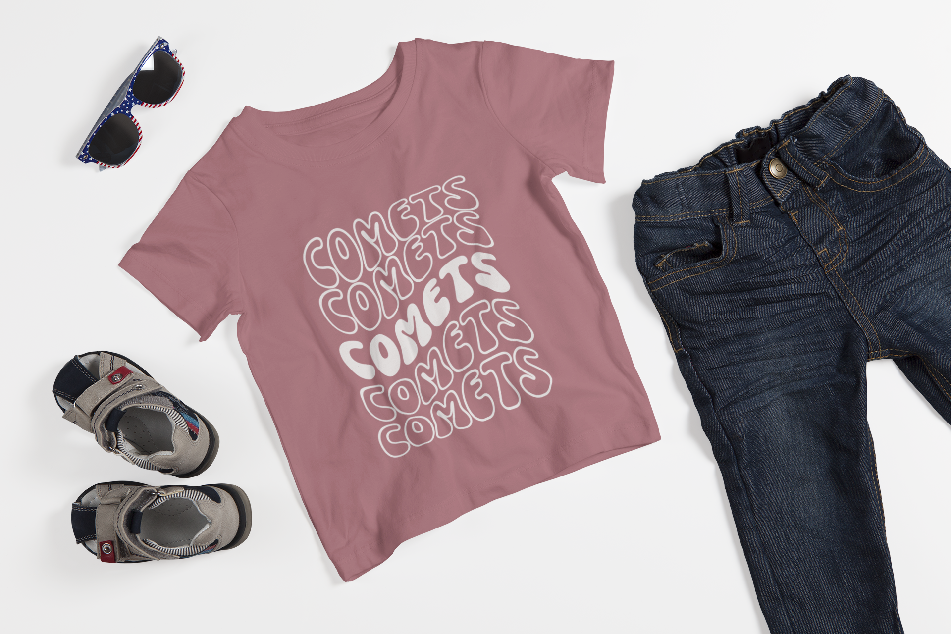 Comets Wavy Print Youth Midweight Tee product thumbnail image Comets Wavy Print Youth Midweight Tee product thumbnail image