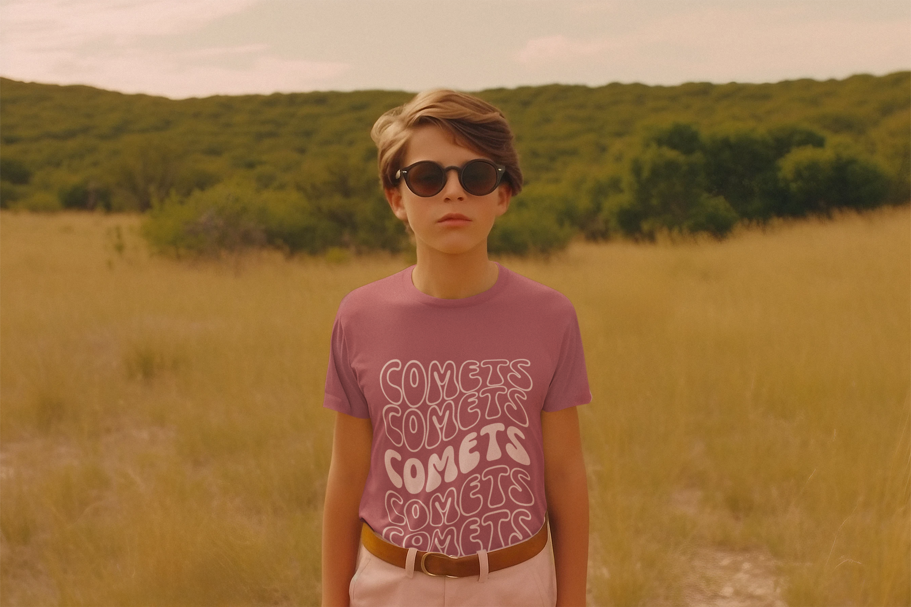 Comets Wavy Print Youth Midweight Tee product thumbnail image Comets Wavy Print Youth Midweight Tee product thumbnail image