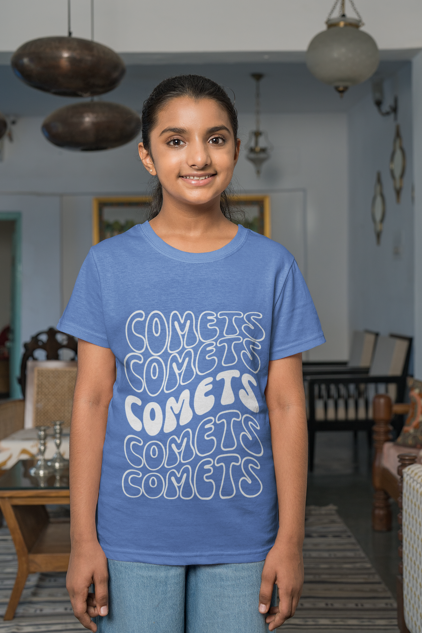 Comets Wavy Print Youth Midweight Tee product thumbnail image Comets Wavy Print Youth Midweight Tee product thumbnail image