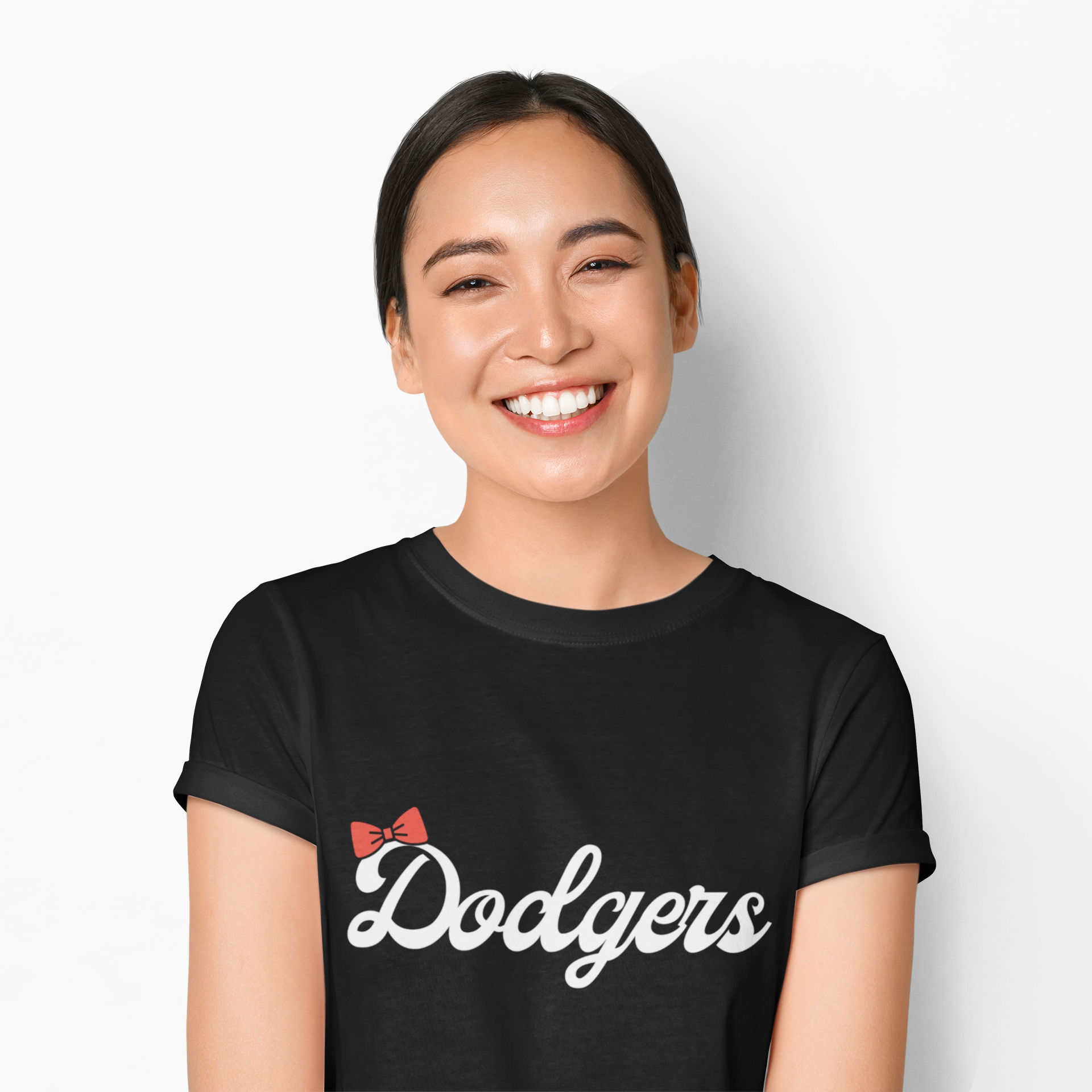 Dodgers Red Bow Women's Tee, Casual Graphic Top for Sports Fans, Perfect for Game Day, Gifting, Everyday Wear product thumbnail image