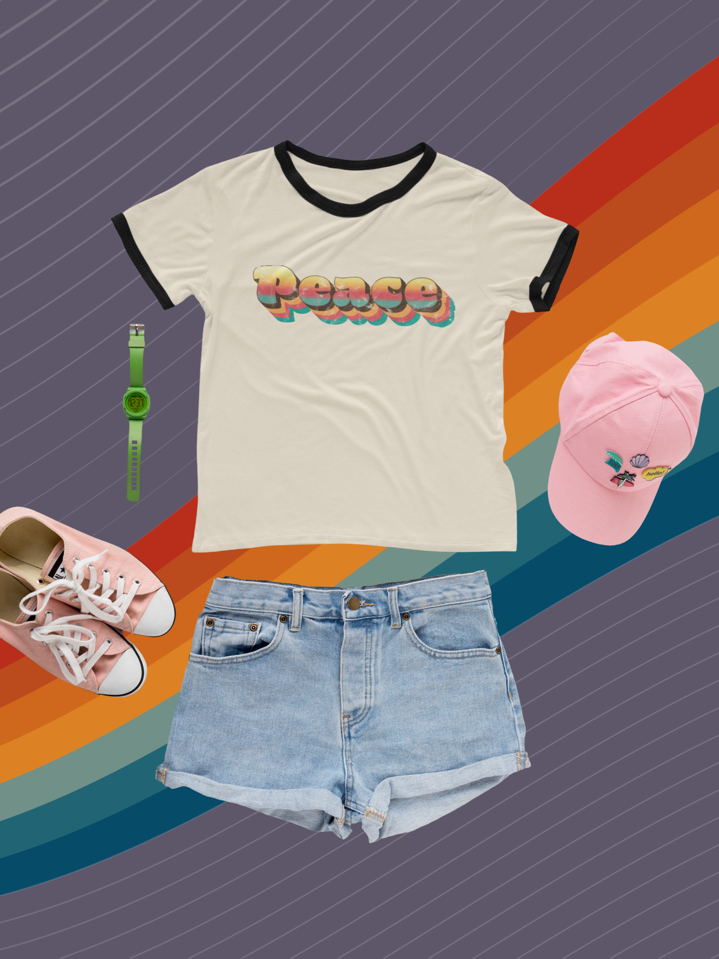 Peace - Unisex Cotton Ringer T-Shirt product thumbnail image