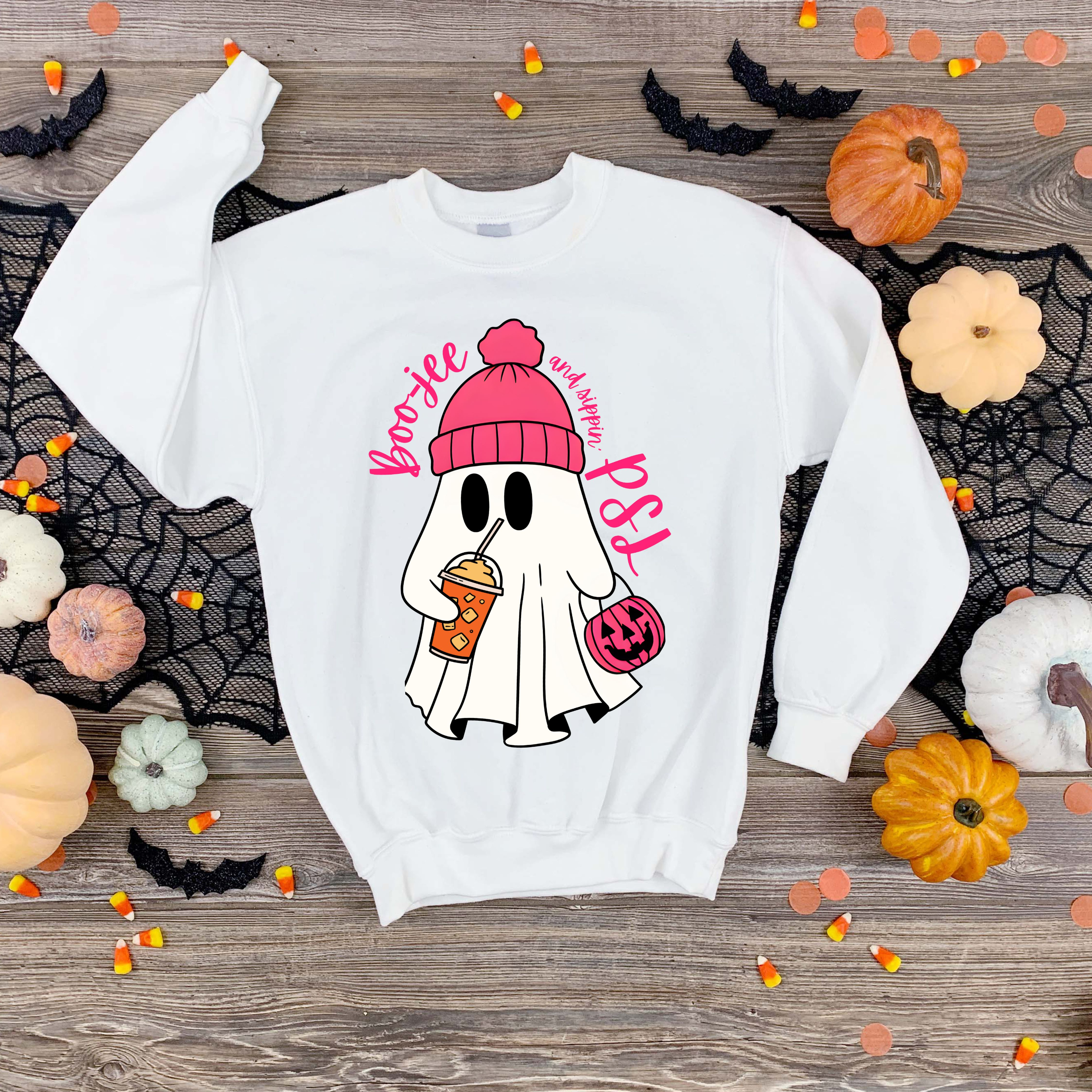 Ghostly Boo Crewneck Sweatshirt - Cozy Halloween Apparel, Unisex Sweatshirt, Fall Fashion, Casual Wear product thumbnail image