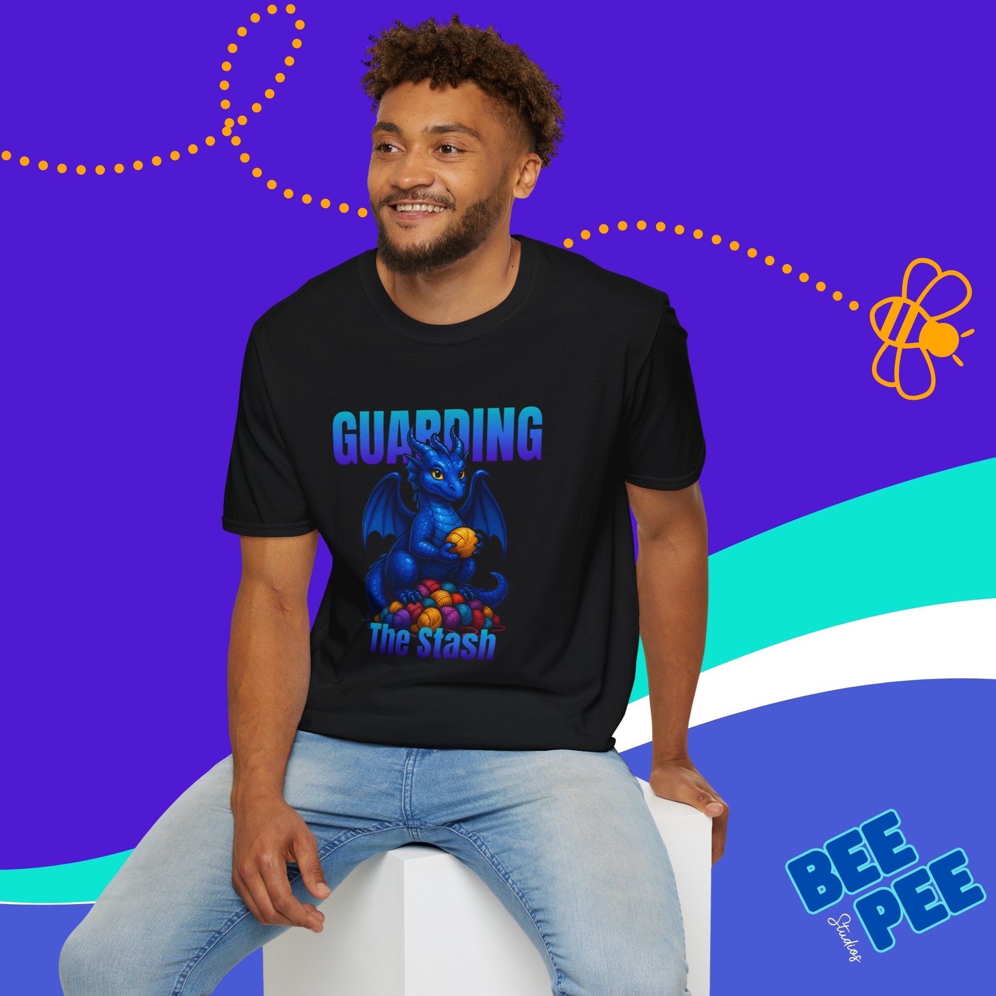 Blue Dragon Graphic T-Shirt 'Guarding the Stash' product thumbnail image Blue Dragon Graphic T-Shirt 'Guarding the Stash' product thumbnail image
