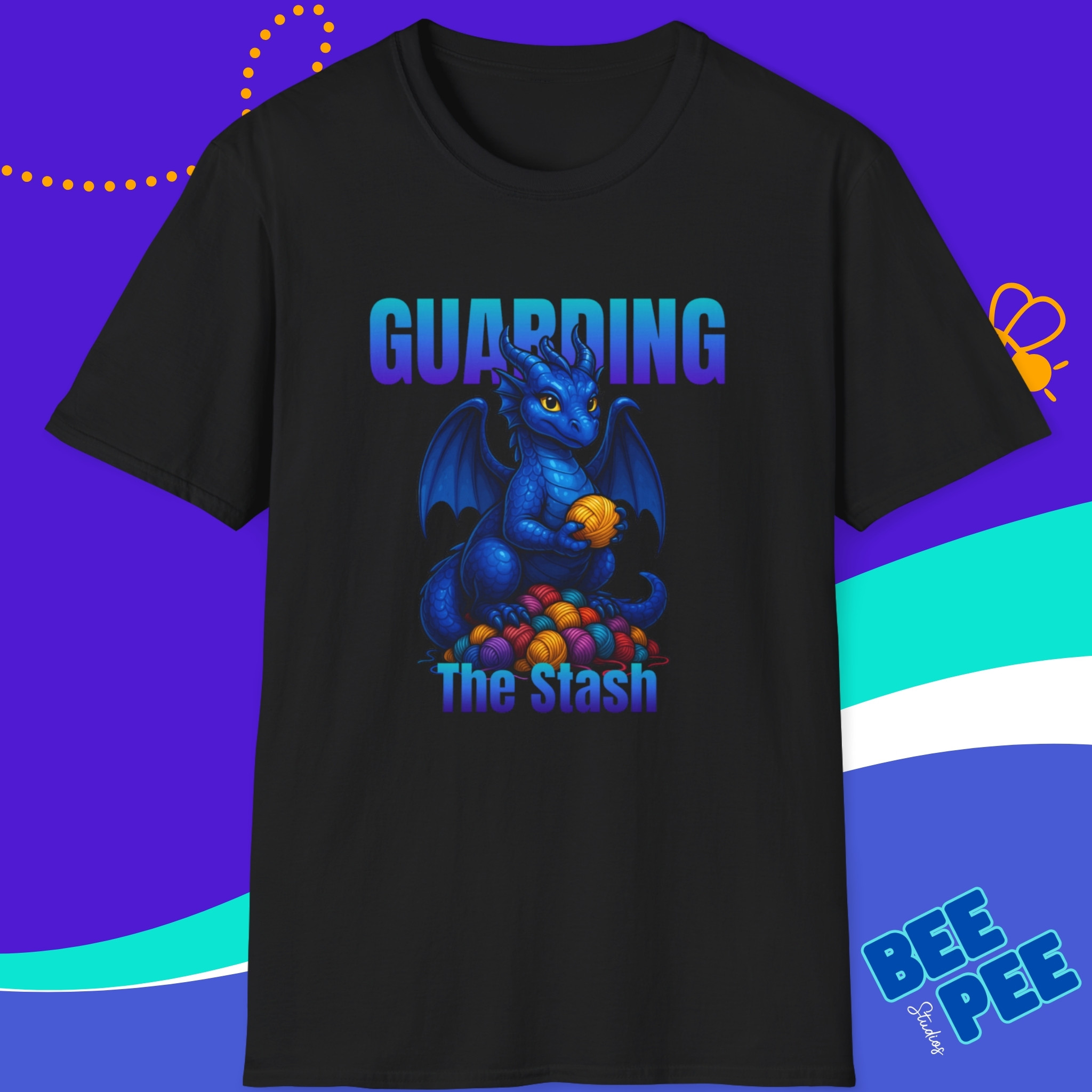 Blue Dragon Graphic T-Shirt 'Guarding the Stash' product thumbnail image Blue Dragon Graphic T-Shirt 'Guarding the Stash' product thumbnail image