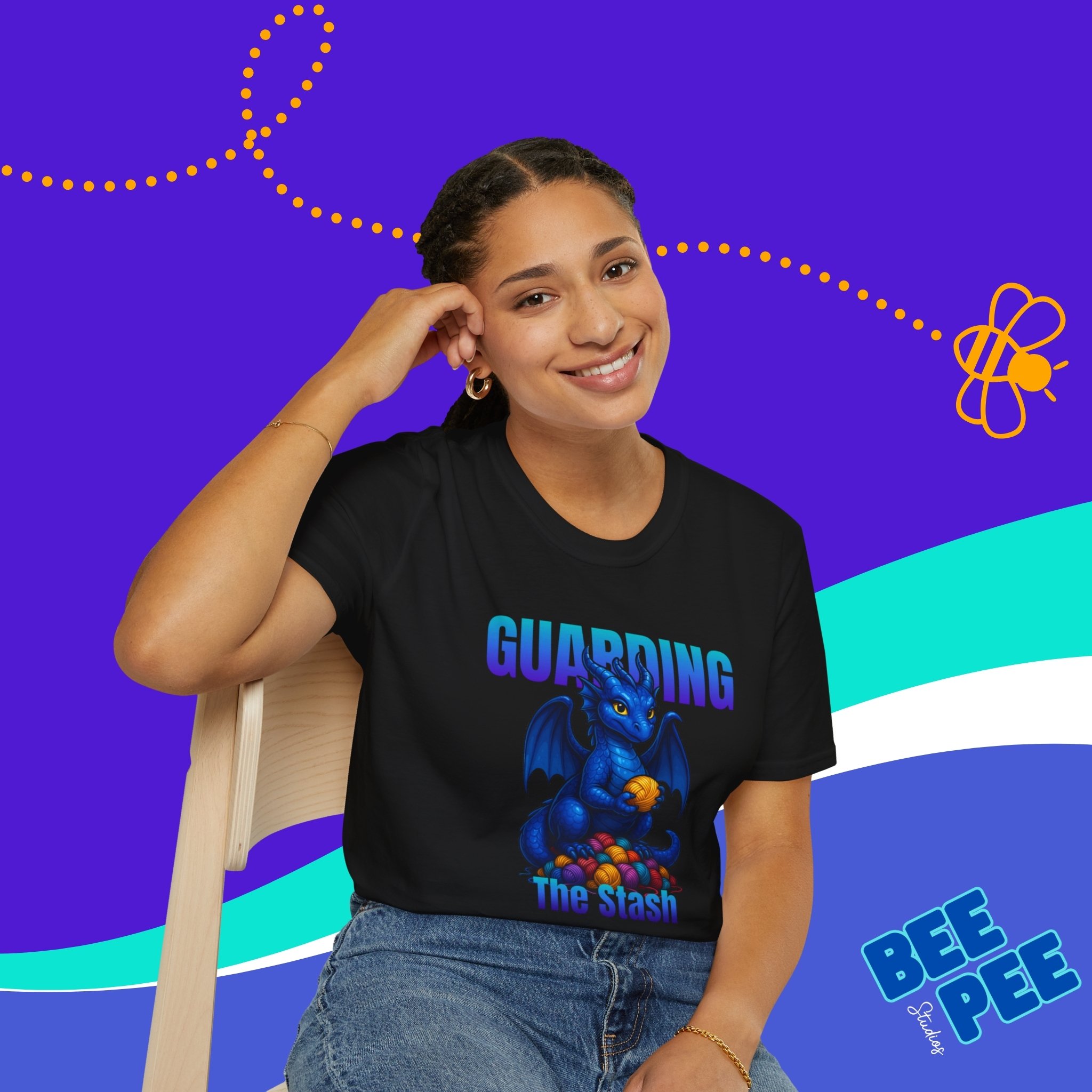 Blue Dragon Graphic T-Shirt 'Guarding the Stash' product thumbnail image Blue Dragon Graphic T-Shirt 'Guarding the Stash' product thumbnail image
