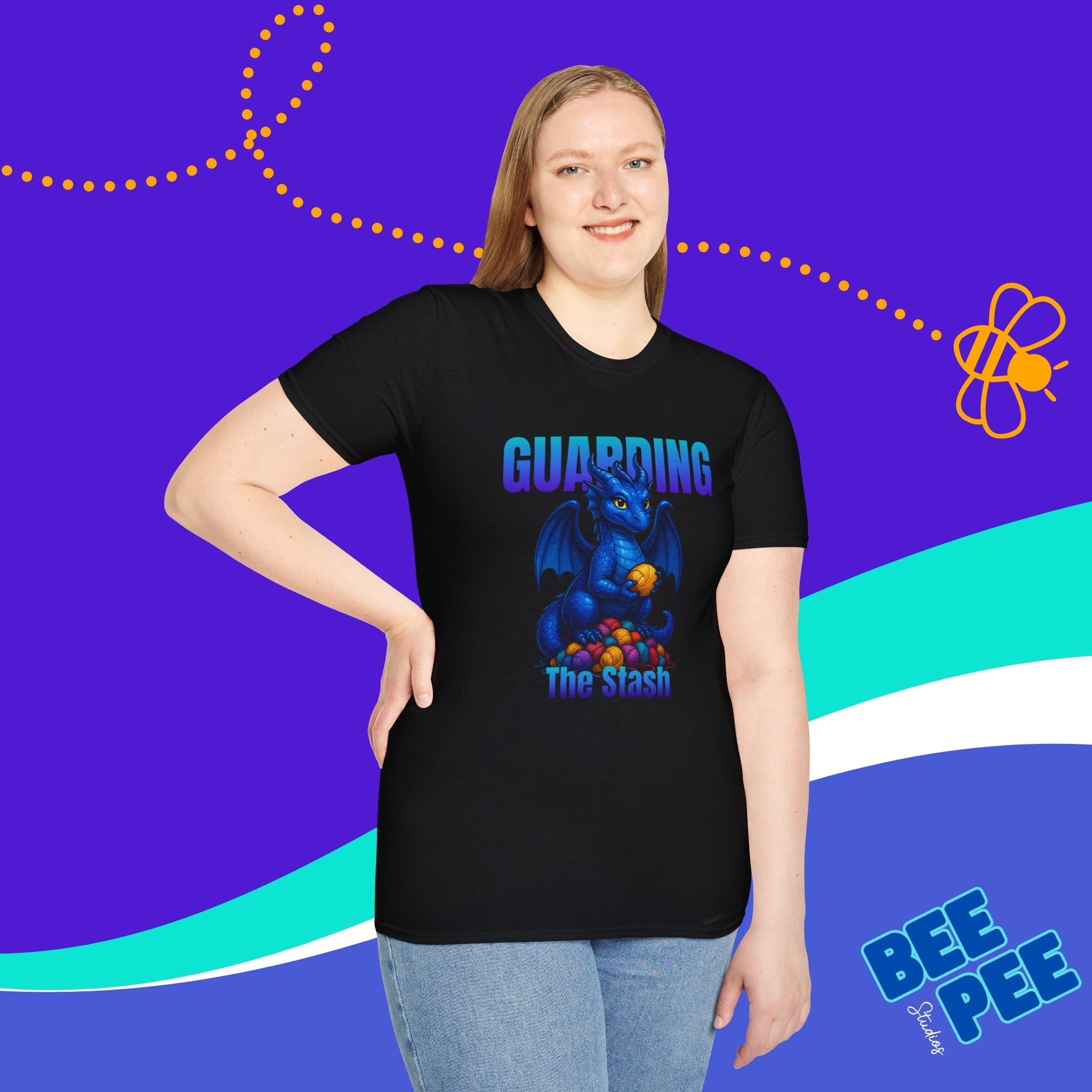 Blue Dragon Graphic T-Shirt 'Guarding the Stash' product thumbnail image Blue Dragon Graphic T-Shirt 'Guarding the Stash' product thumbnail image