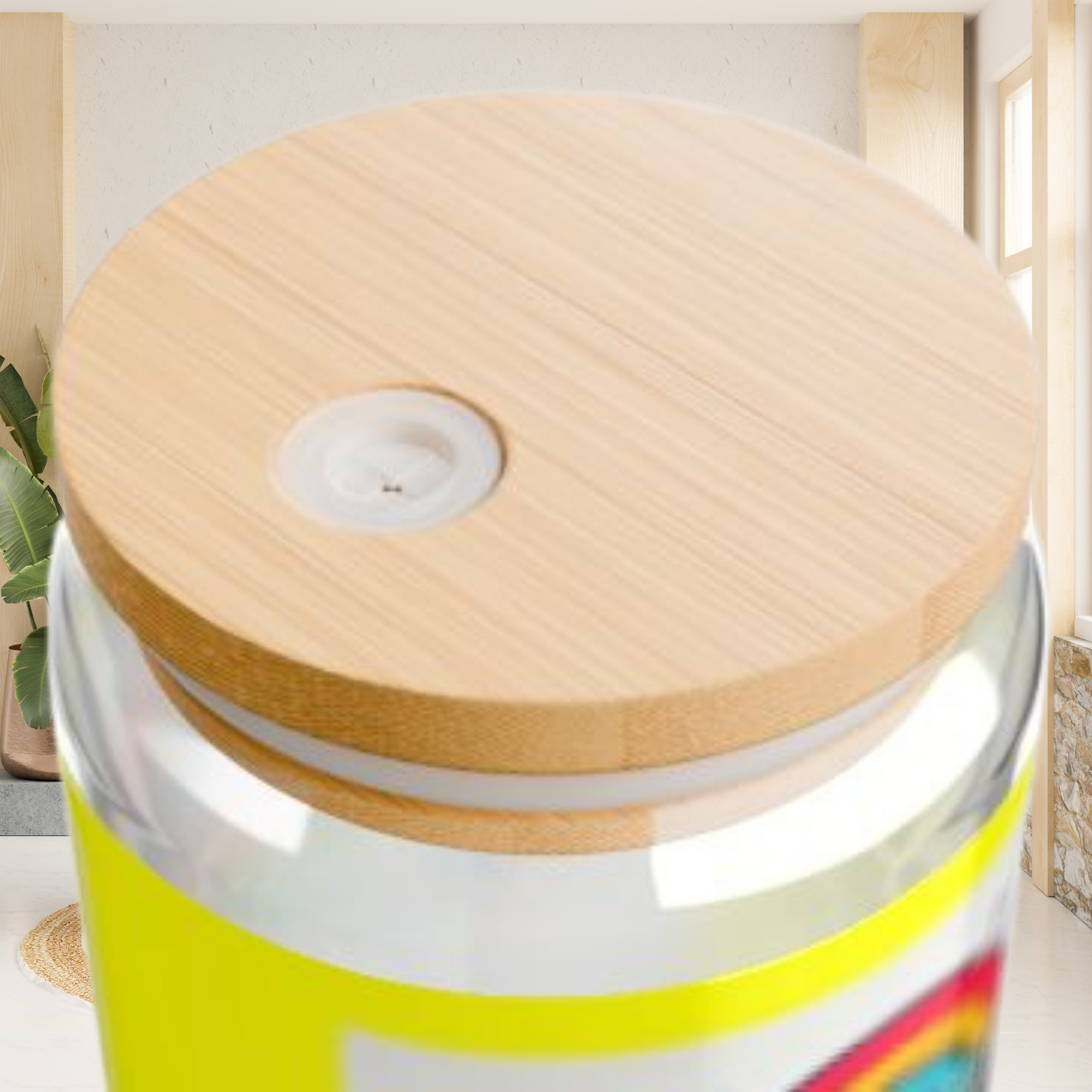 Choose Joy Every Day 16oz Glass Sipper | Colorful Rainbow Iced Coffee Cup with Bamboo Lid And Straw | Positive Vibes Drinkware Gift product thumbnail image