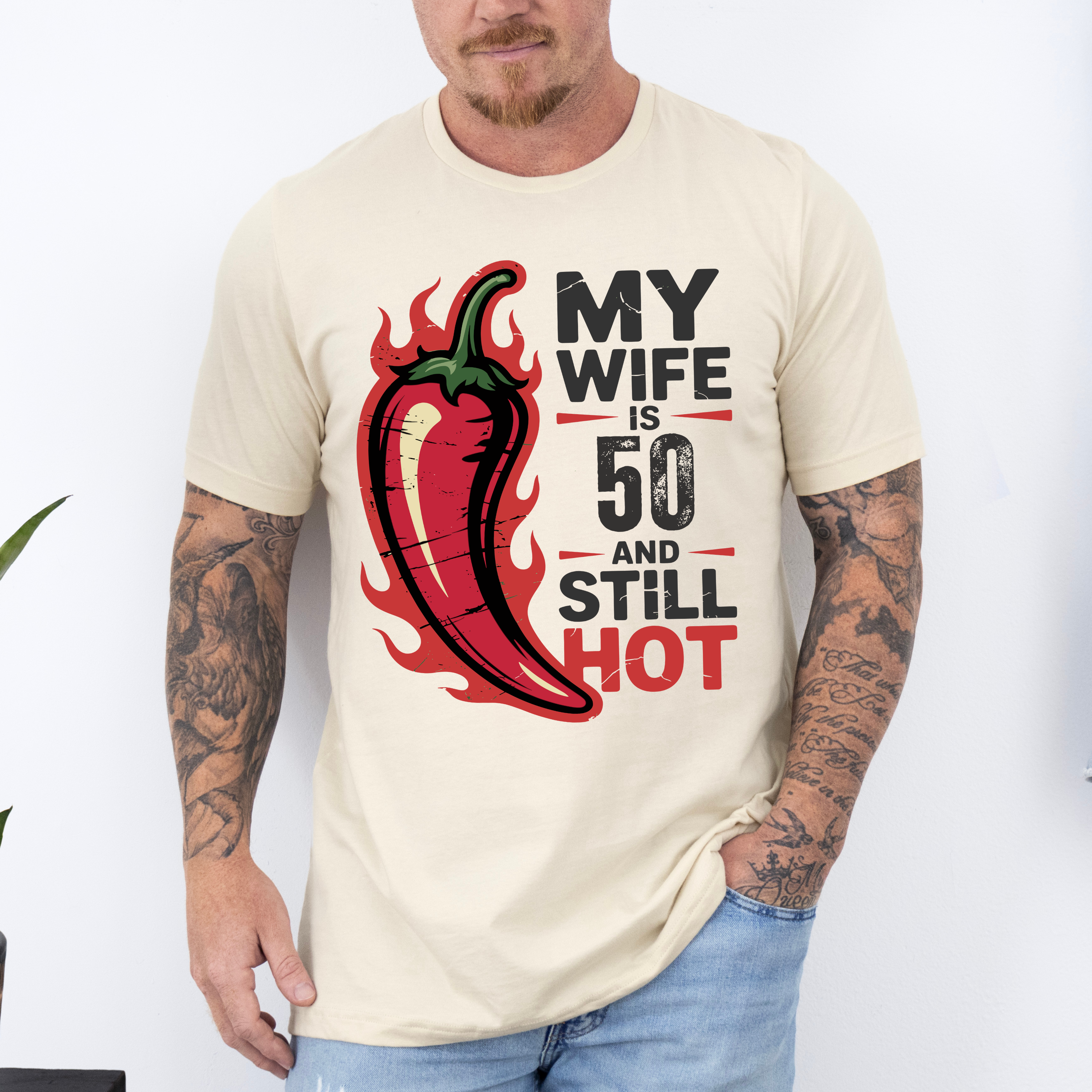 My Wife Is 50 And Still Hot Shirt - Funny Chili Pepper Birthday Tee product thumbnail image