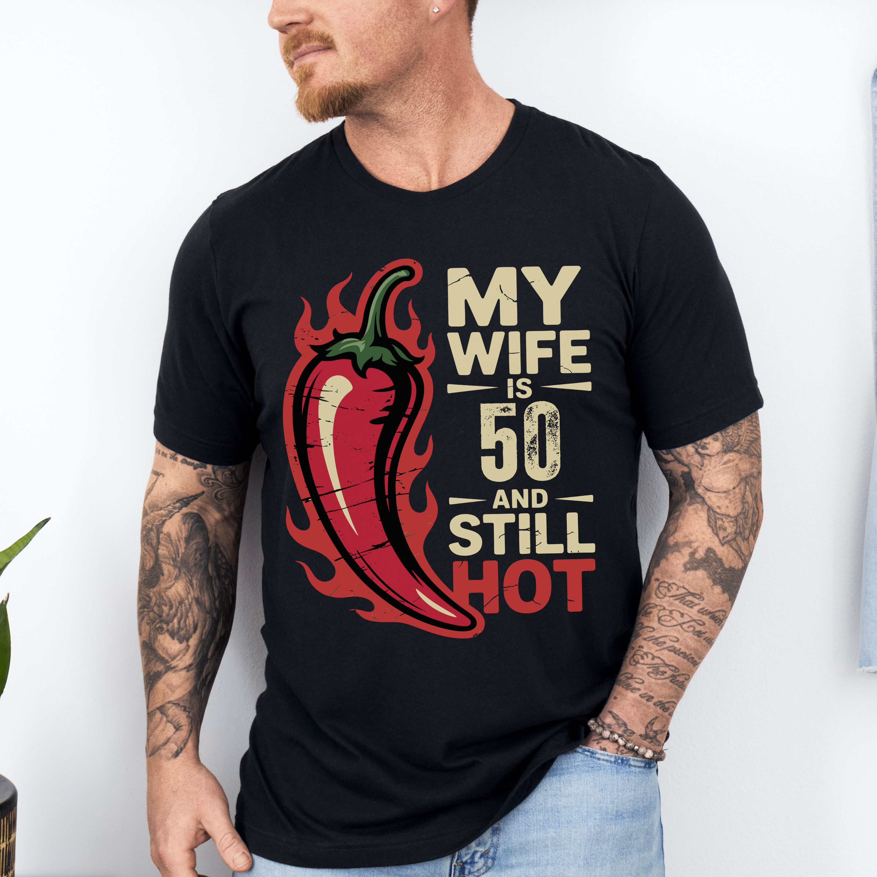 Funny Chili Pepper Birthday Tee - My Wife Is 50 And Still Hot Shirt product thumbnail image