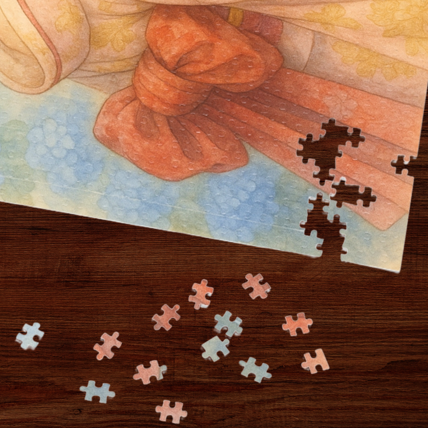 Japanese Kimono Woman Puzzle – Geisha-Inspired Art with Hydrangeas | Elegant Japanese Gift (252 / 500 / 1000 Pieces) product thumbnail image