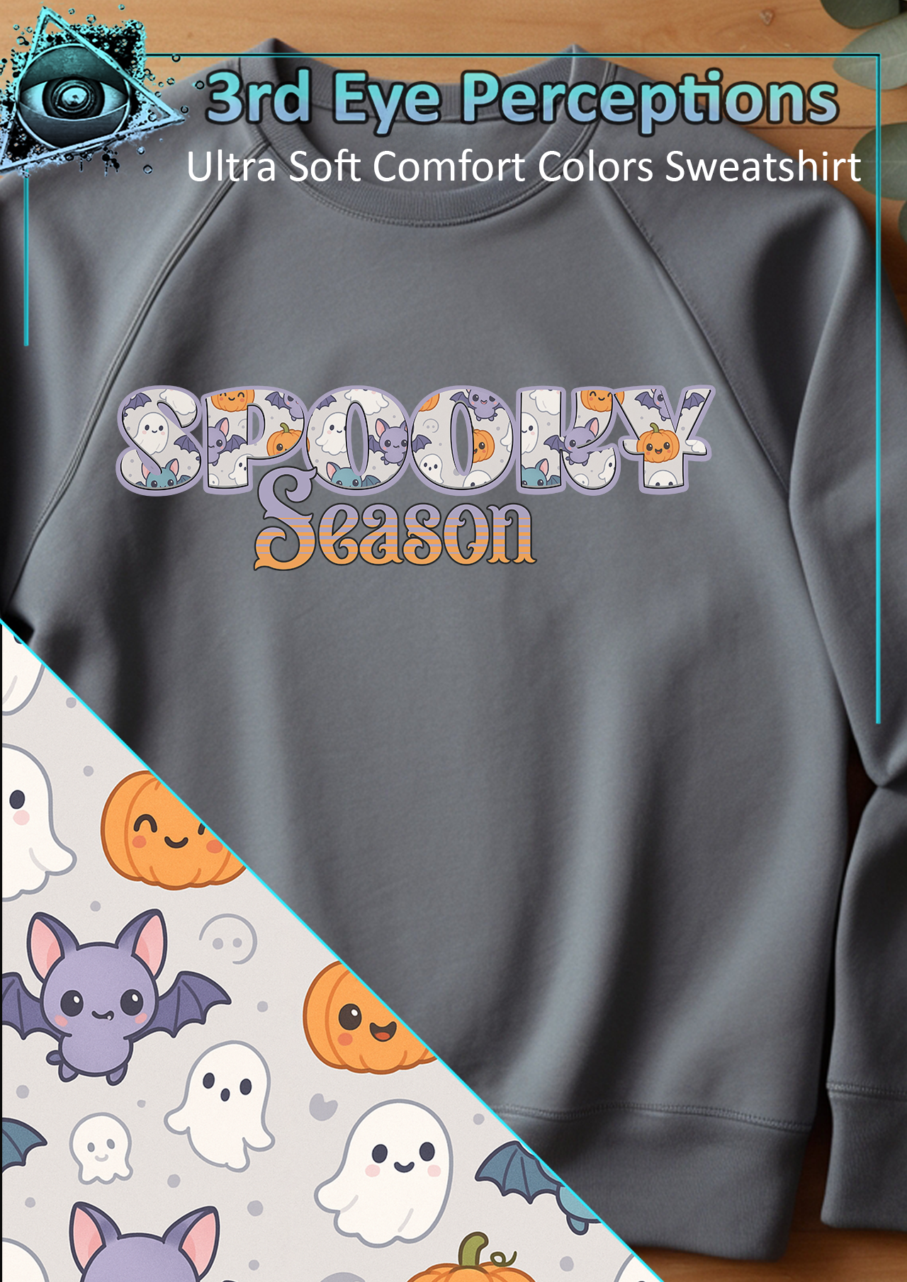 Cute Kawaii Spooky Season HalloweenText // Ultrasoft Comfort Colors Sweater