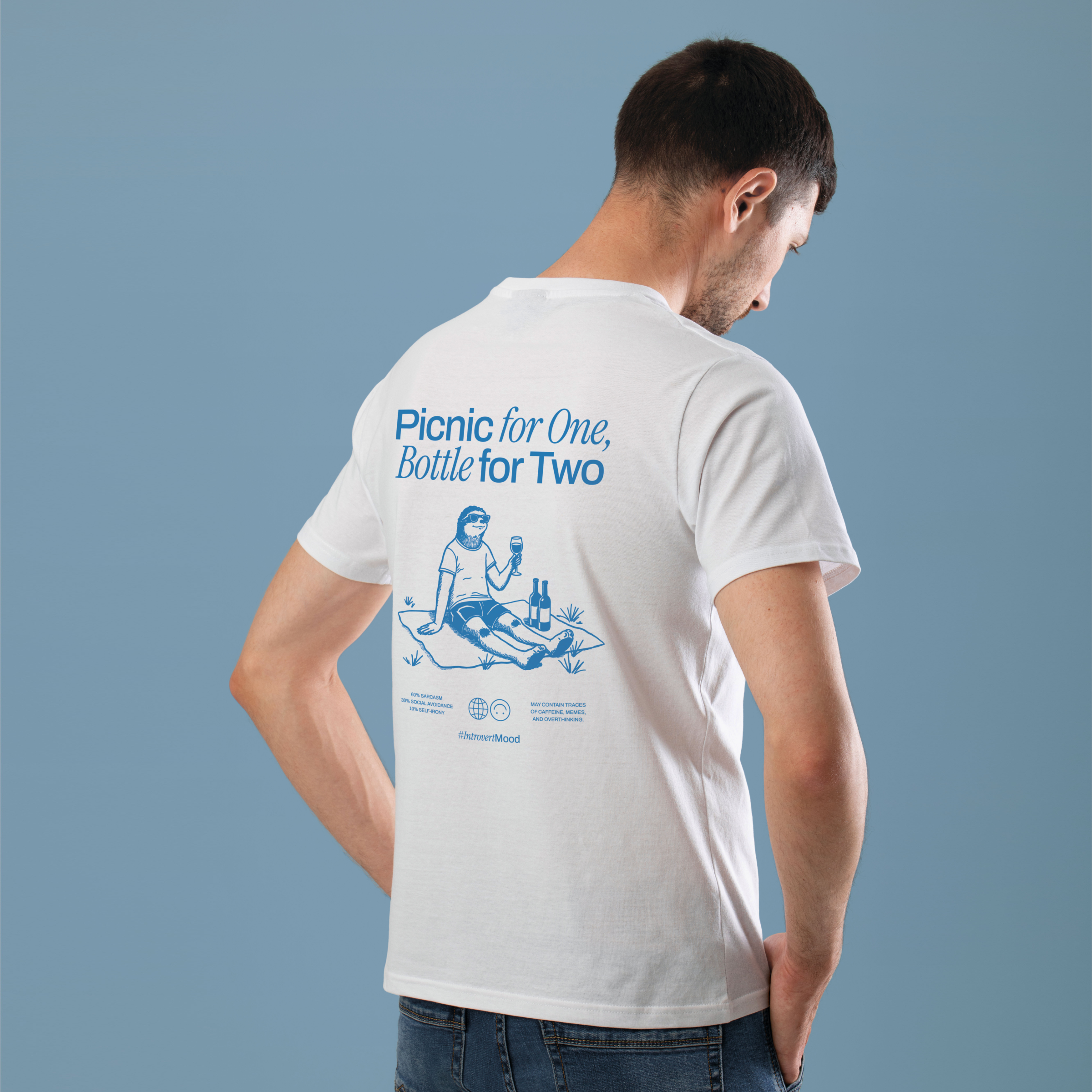 Picnic for One, Bottle for Two | Unisex T-shirt  | Front & back print product thumbnail image Picnic for One, Bottle for Two | Unisex T-shirt  | Front & back print product thumbnail image