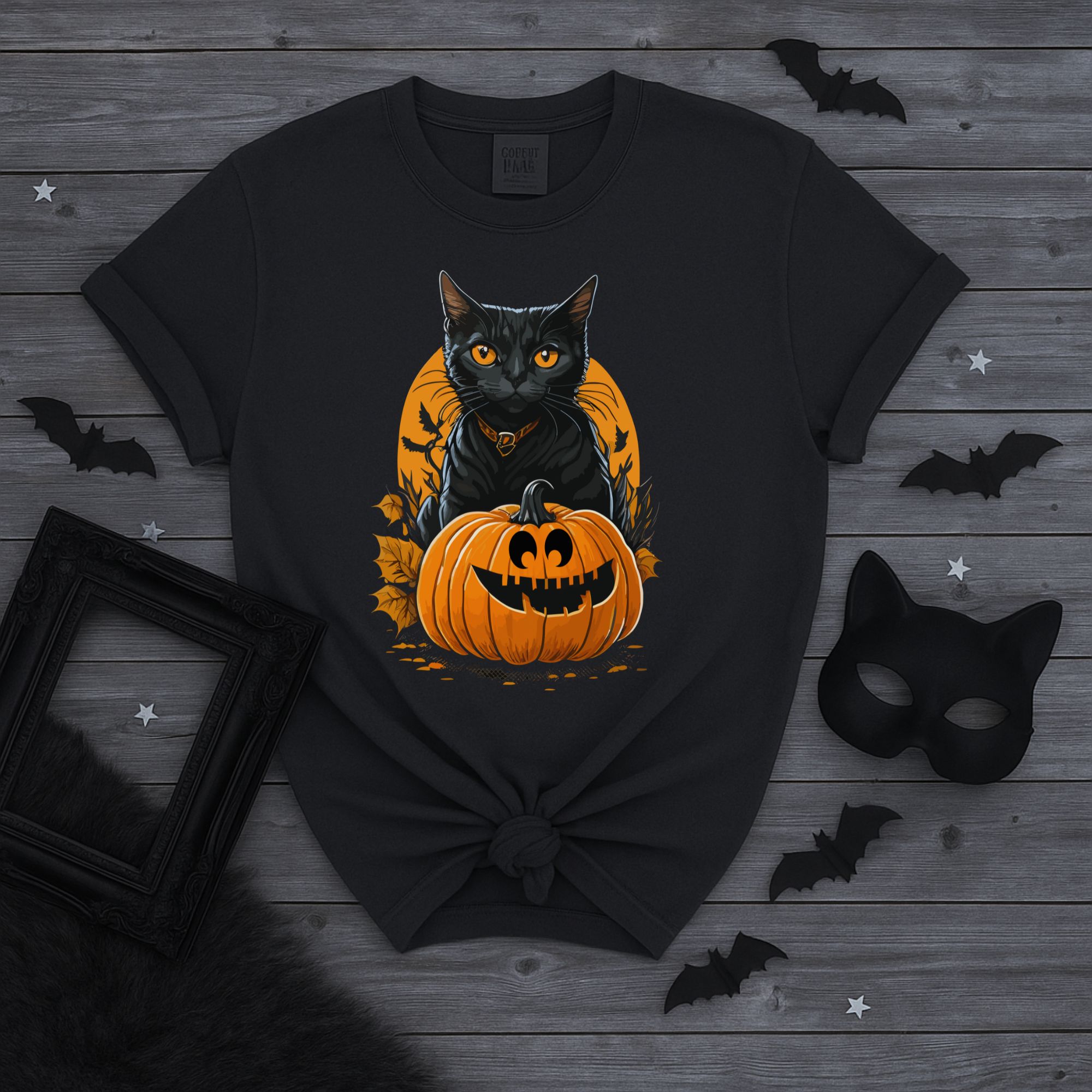 Black Cat &amp; Pumpkin Halloween T-shirt product thumbnail image
