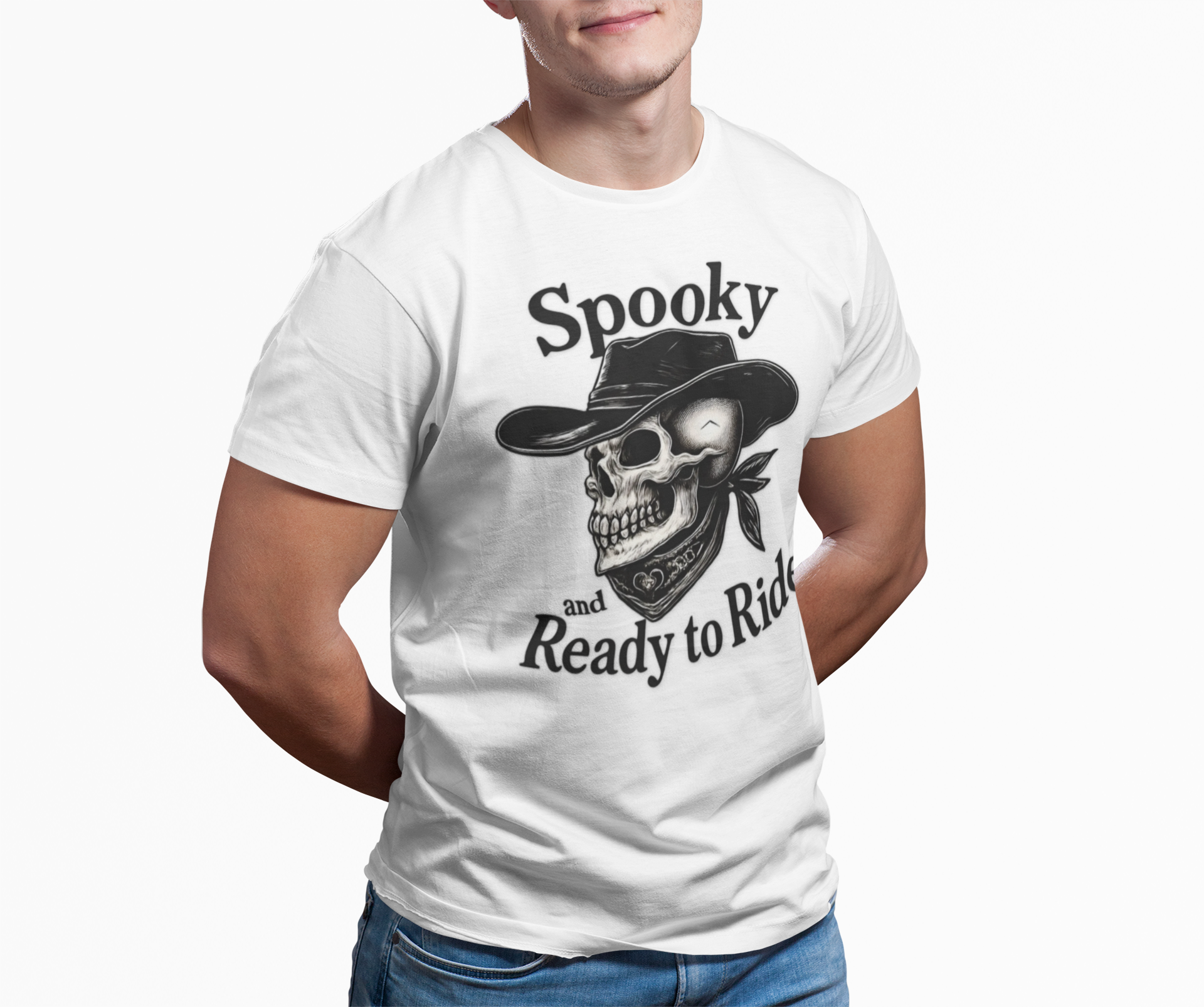 Spooky Skeleton Riding T-Shirt - Perfect for Halloween, Casual Wear, Costume Parties, Gift for Friends, Fun Autumn Fashion