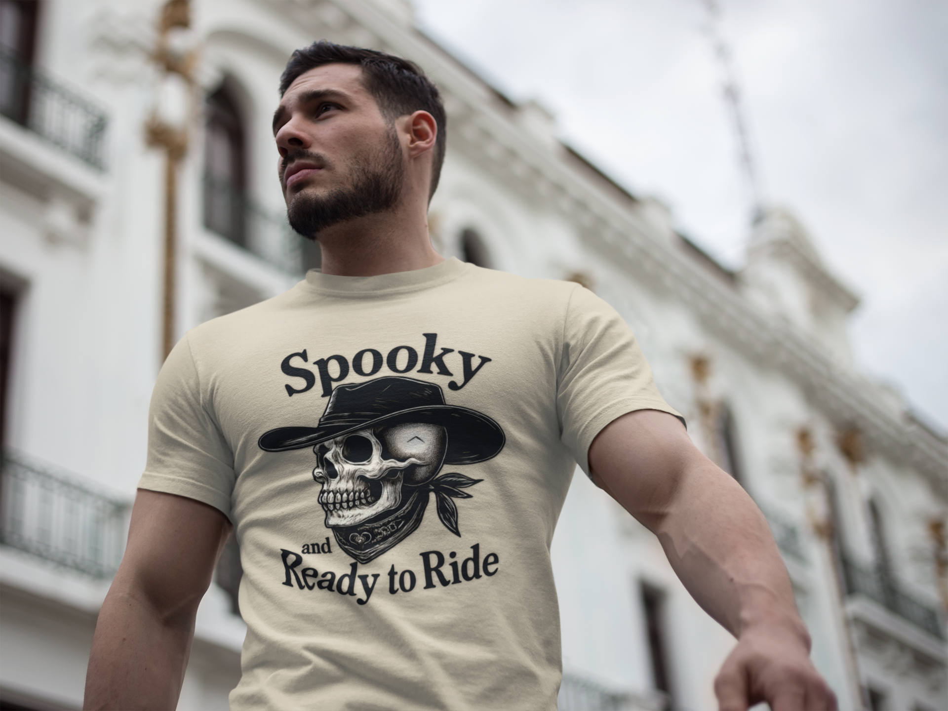 Spooky Skeleton Riding T-Shirt - Perfect for Halloween, Casual Wear, Costume Parties, Gift for Friends, Fun Autumn Fashion product thumbnail image Spooky Skeleton Riding T-Shirt - Perfect for Halloween, Casual Wear, Costume Parties, Gift for Friends, Fun Autumn Fashion product thumbnail image
