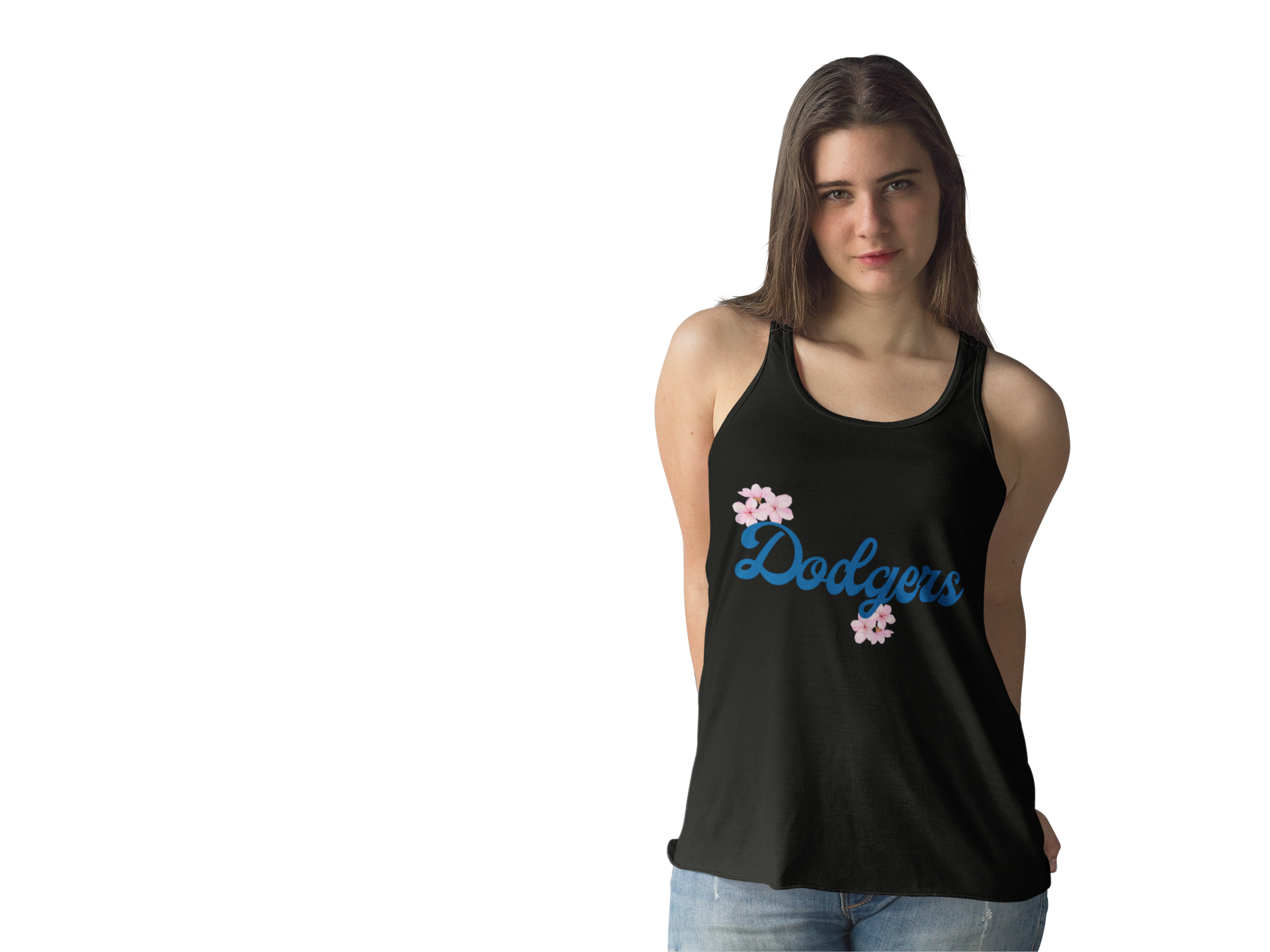 Los Angeles Dodgers Cherry Blossom Women's Racerback Tank Top - Sporty Summer Tee, Casual Wear, Gift for Fans, Game Day Apparel, Soft Cotton Top product thumbnail image